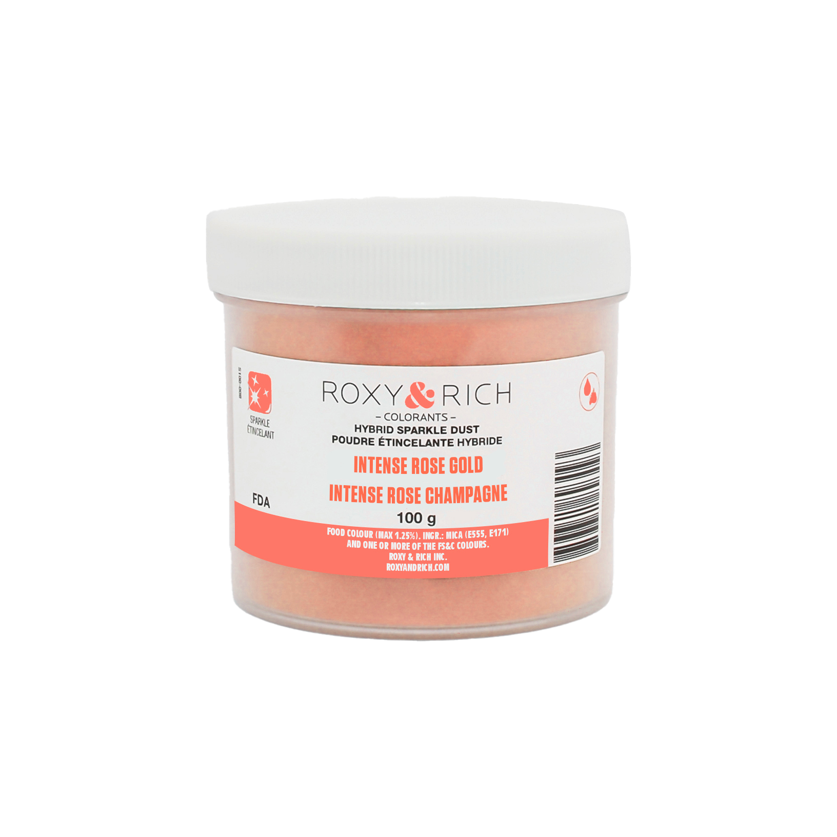Poudre étincelante hybride Intense Rose Champagne 100g - Roxy & Rich - Poudre étincelante - S100-056 - La Guilde Culinaire