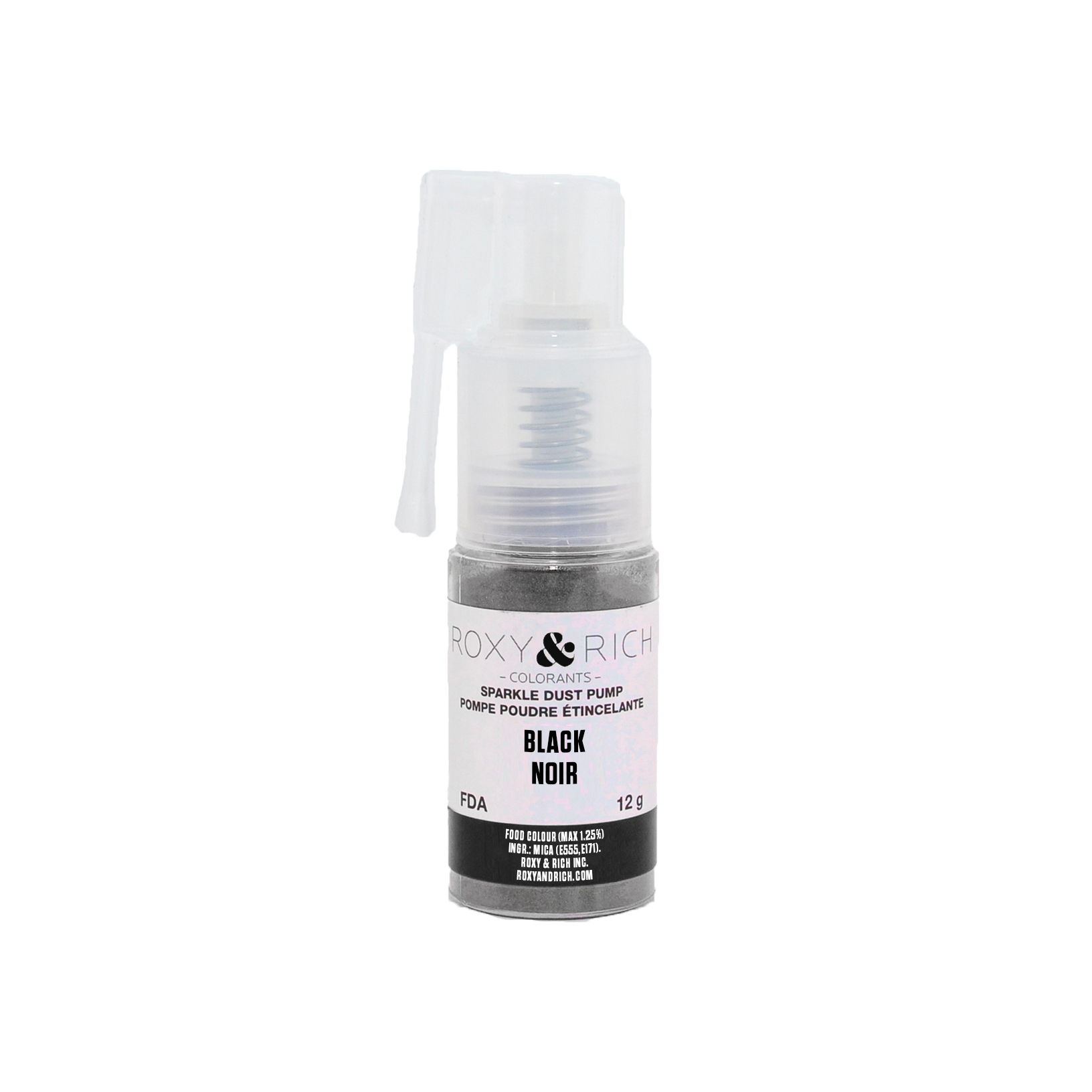 Pompes pour poudres étincelantes Noir 12g - Roxy & Rich - Poudre étincelante - S12-014P - La Guilde Culinaire
