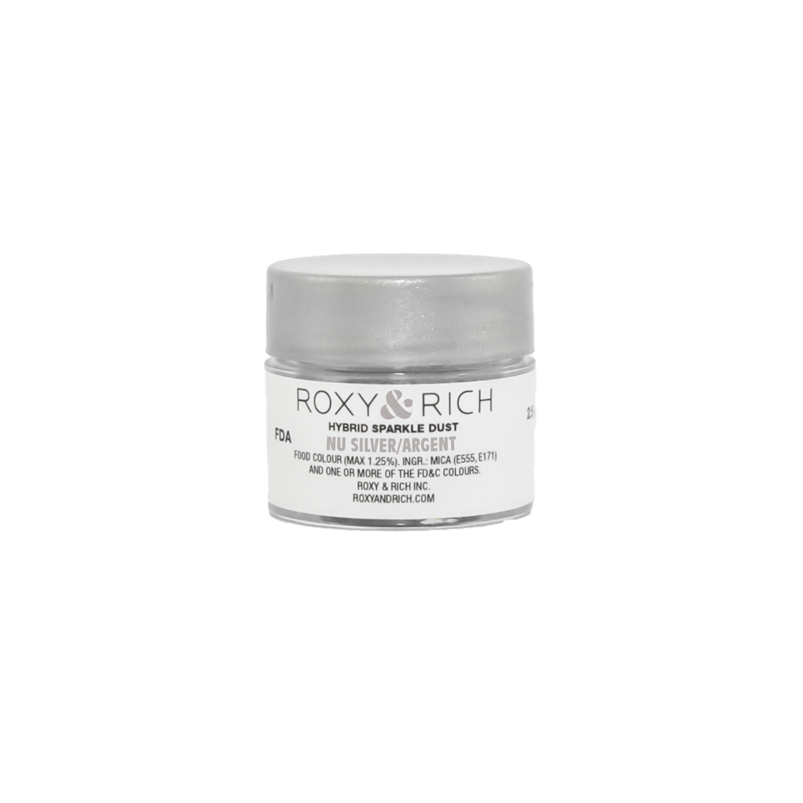 Poudre étincelante hybride Argent 2.5g - Roxy & Rich - Poudre étincelante - S2-049 - La Guilde Culinaire