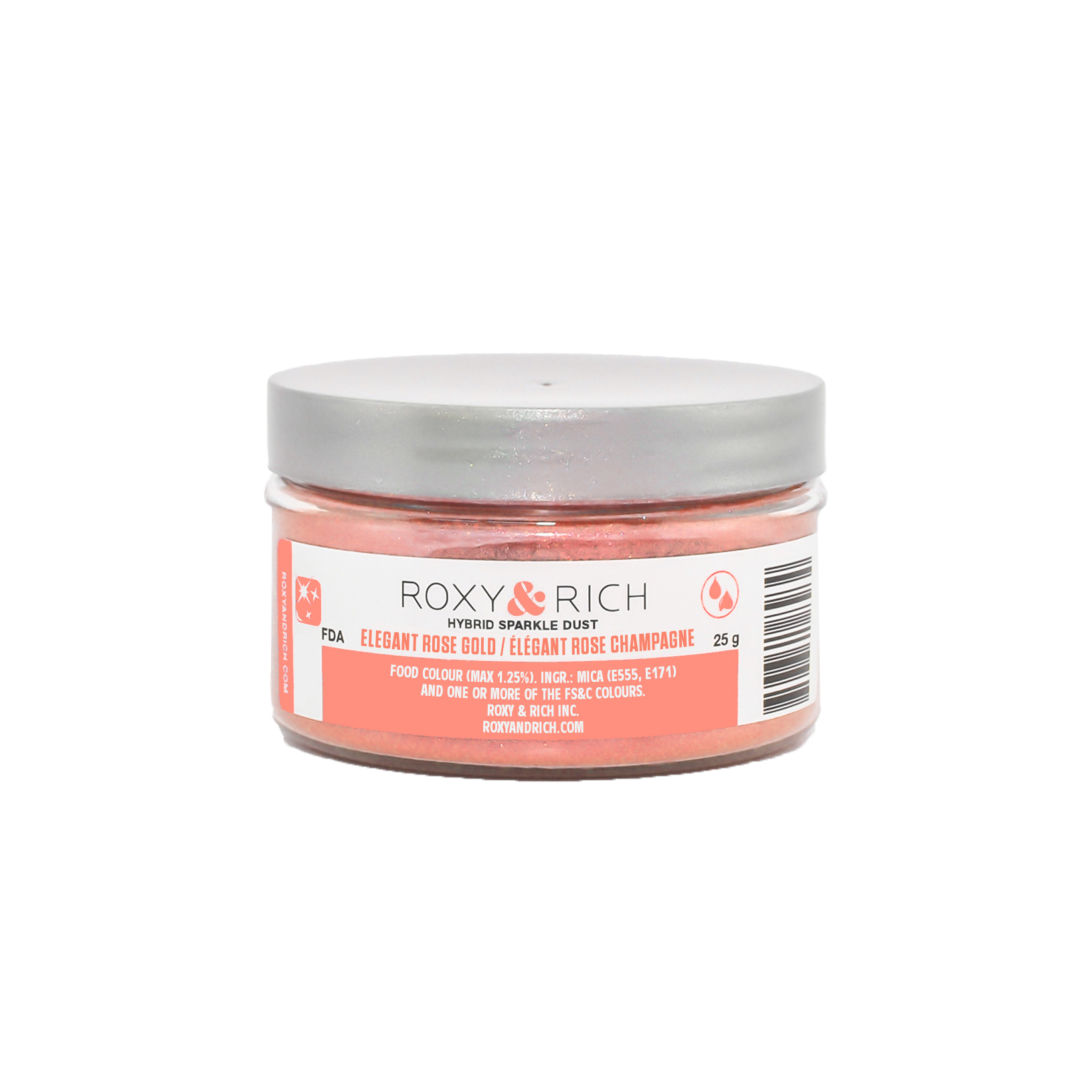 Poudre étincelante hybride Élégant Rose Champagne 25g - Roxy & Rich - Poudre étincelante - S25-055 - La Guilde Culinaire