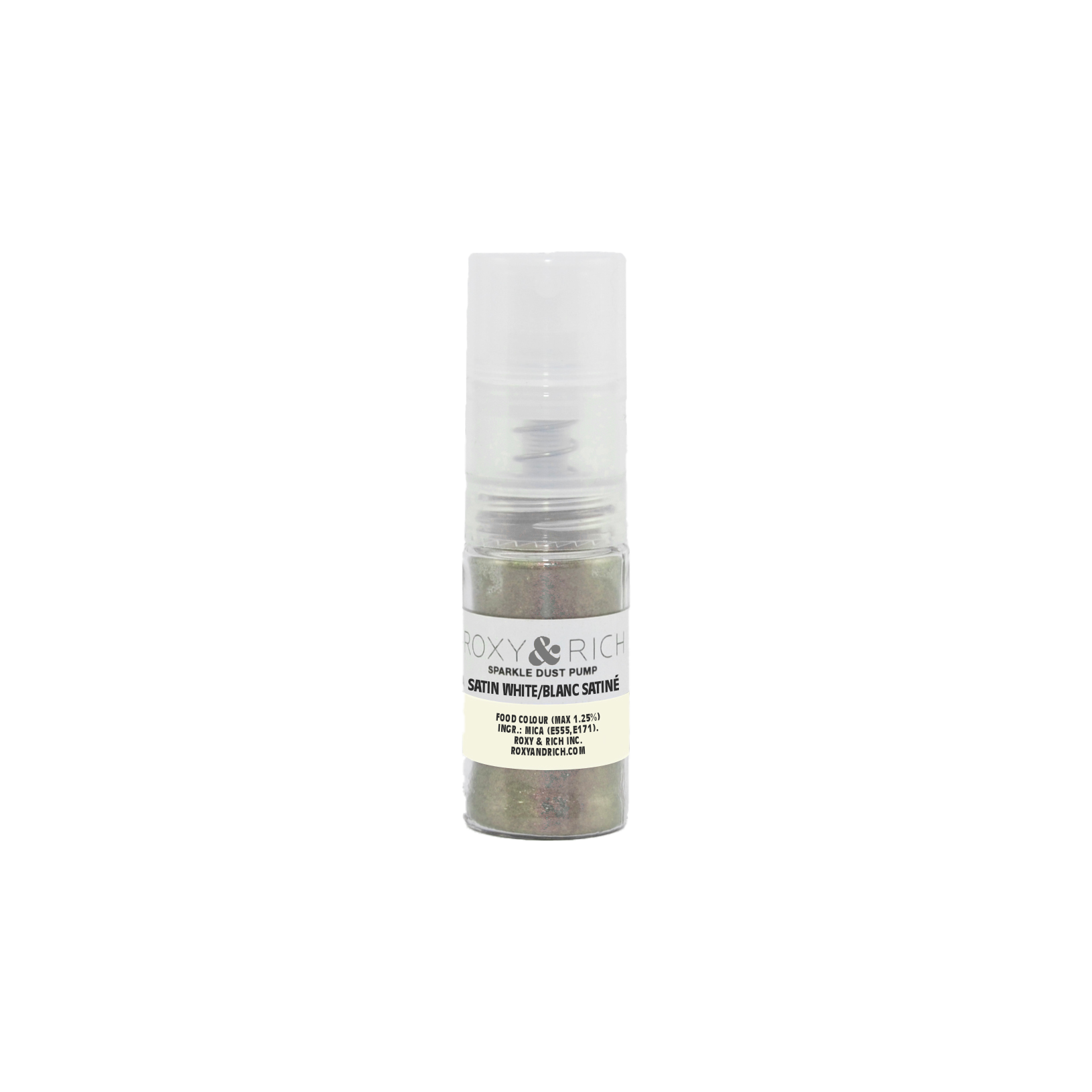 Pompes pour poudres étincelantes Blanc Satiné 4g - Roxy & Rich - Poudre étincelante - S4-002P - La Guilde Culinaire