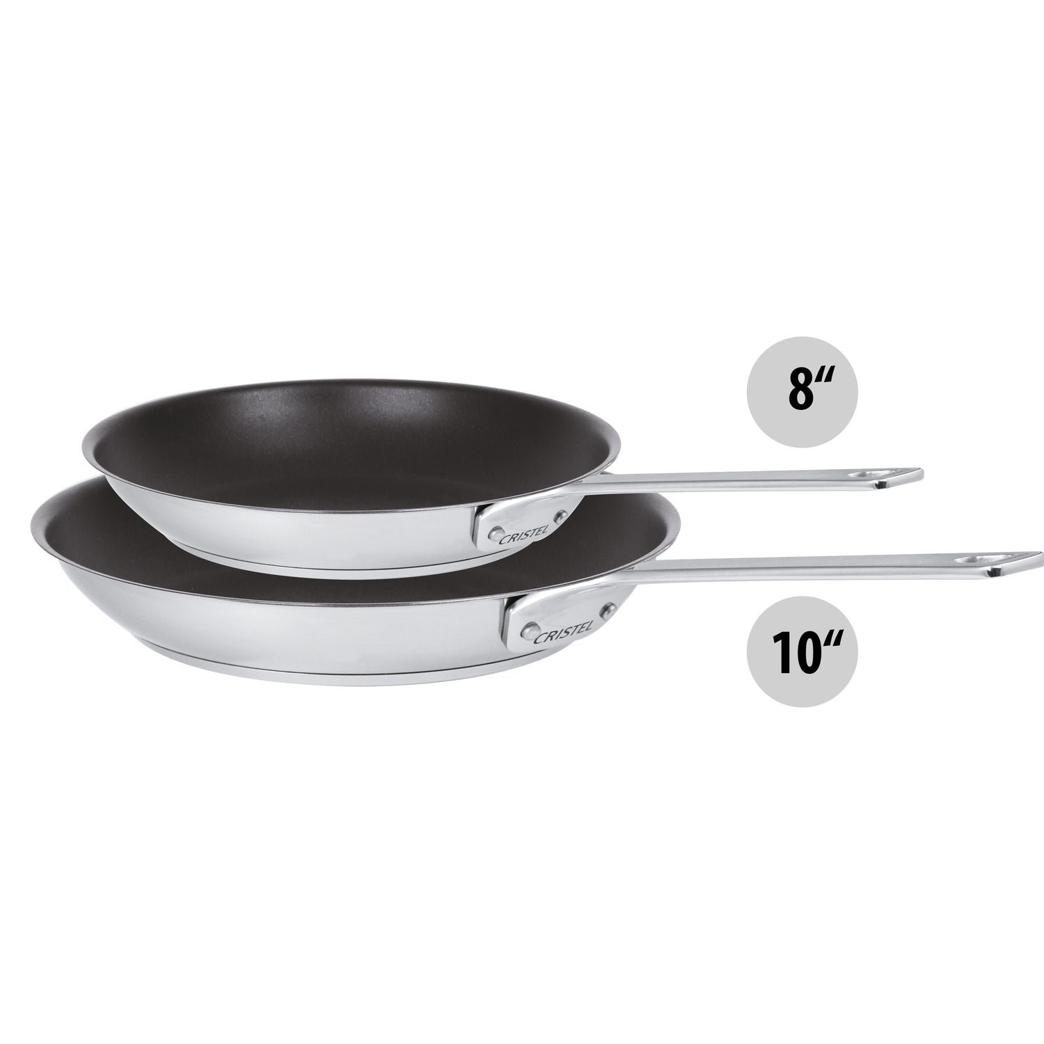 Ensemble de 2 poêles à frire antiadhésives Cristel - Collection 1826    - Cristel - Poêle -  - La Guilde Culinaire