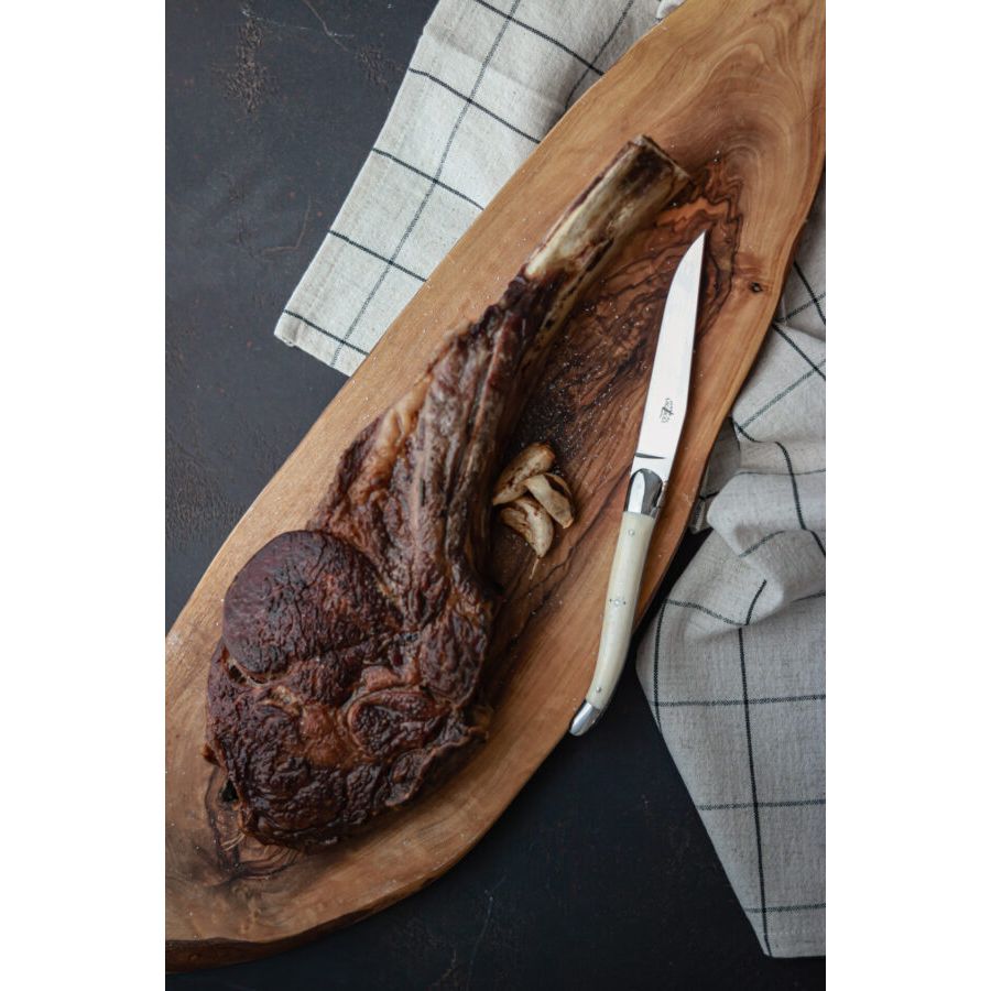 Coffret de 2 couteaux de table, mitre inox brillant, Pointe de corne – Laguiole - Laguiole - Couteau à steak - - La Guilde Culinaire
