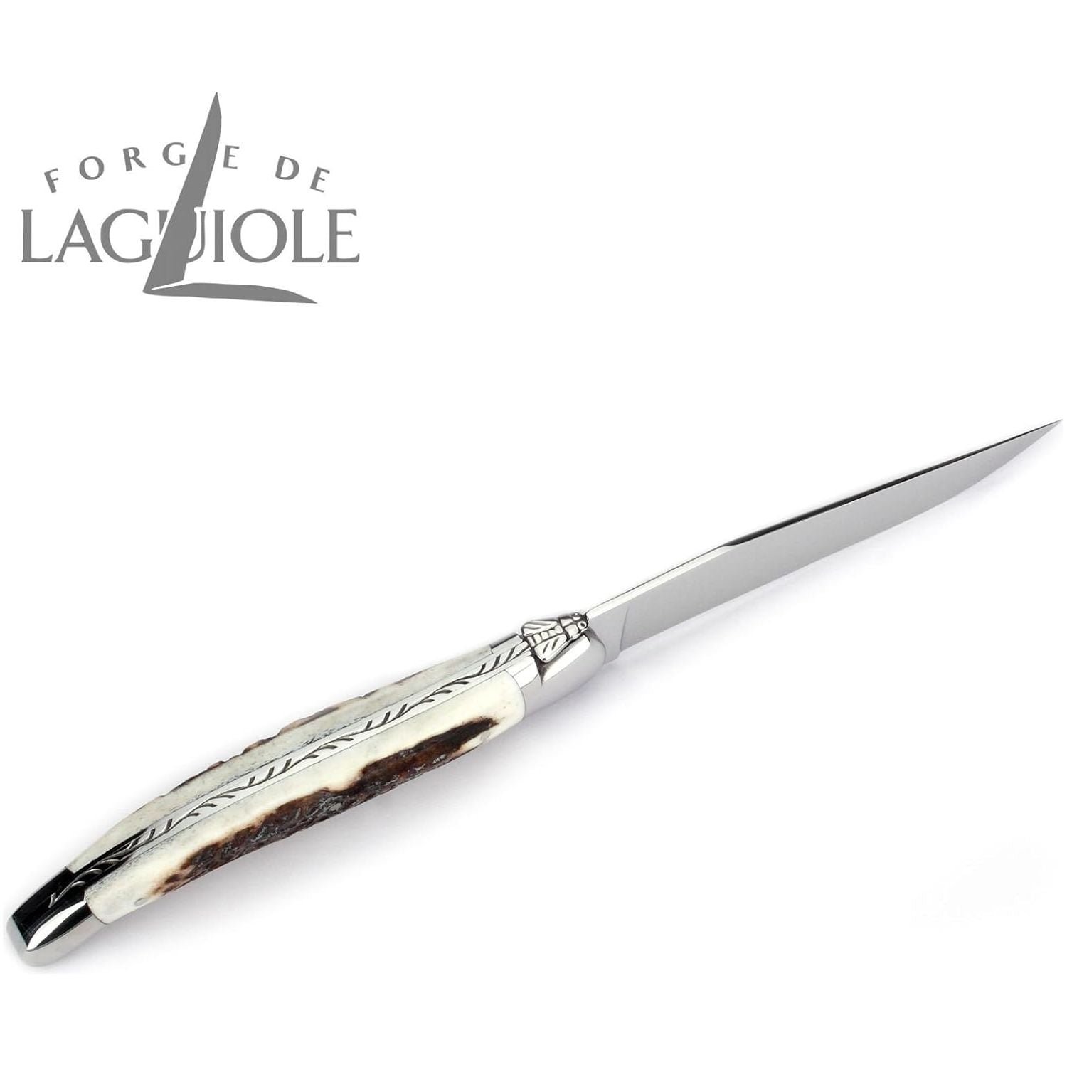 Coffret de 2 couteaux à steak, manche corne de cerf, coffret cadeau noir – Laguiole    - Laguiole - Couteau à steak -  - La Guilde Culinaire