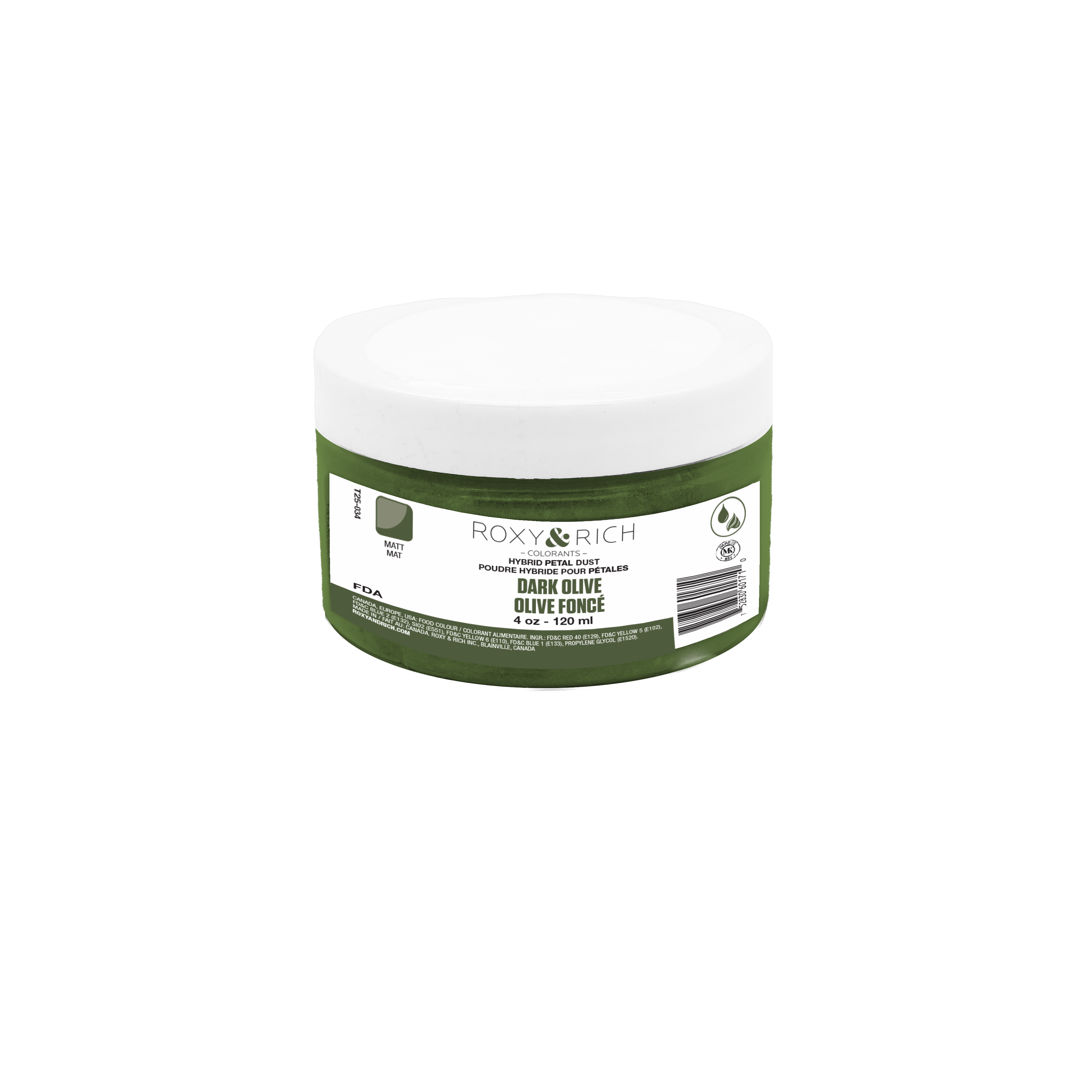 Poudres hybrides pour Pétales Olive Foncée 113g/ 4 oz - Roxy & Rich - Poudres Hybrides Pétales - T25-034 - La Guilde Culinaire