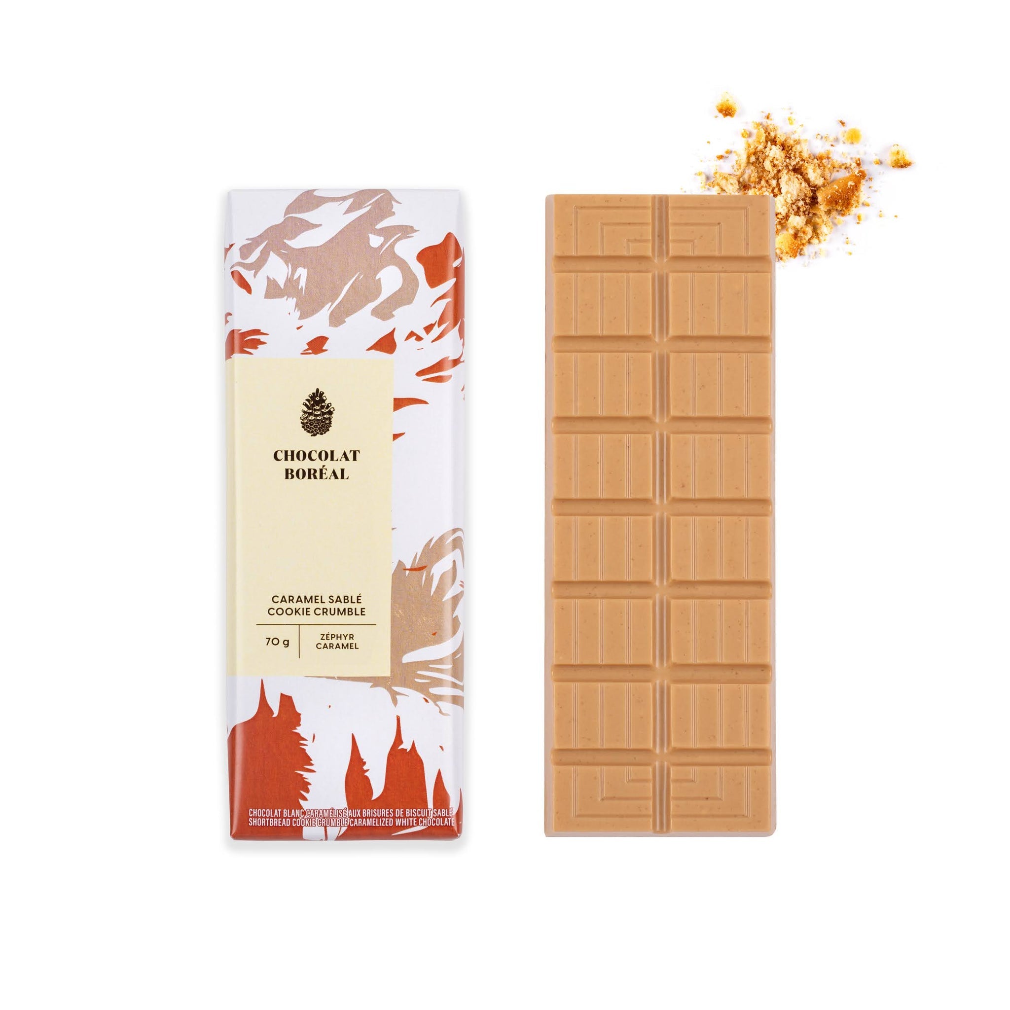 Tablette chocolat Gourmande BLANC - Caramel / sablé    - Chocolat Boréal - Tablette de chocolat -  - La Guilde Culinaire