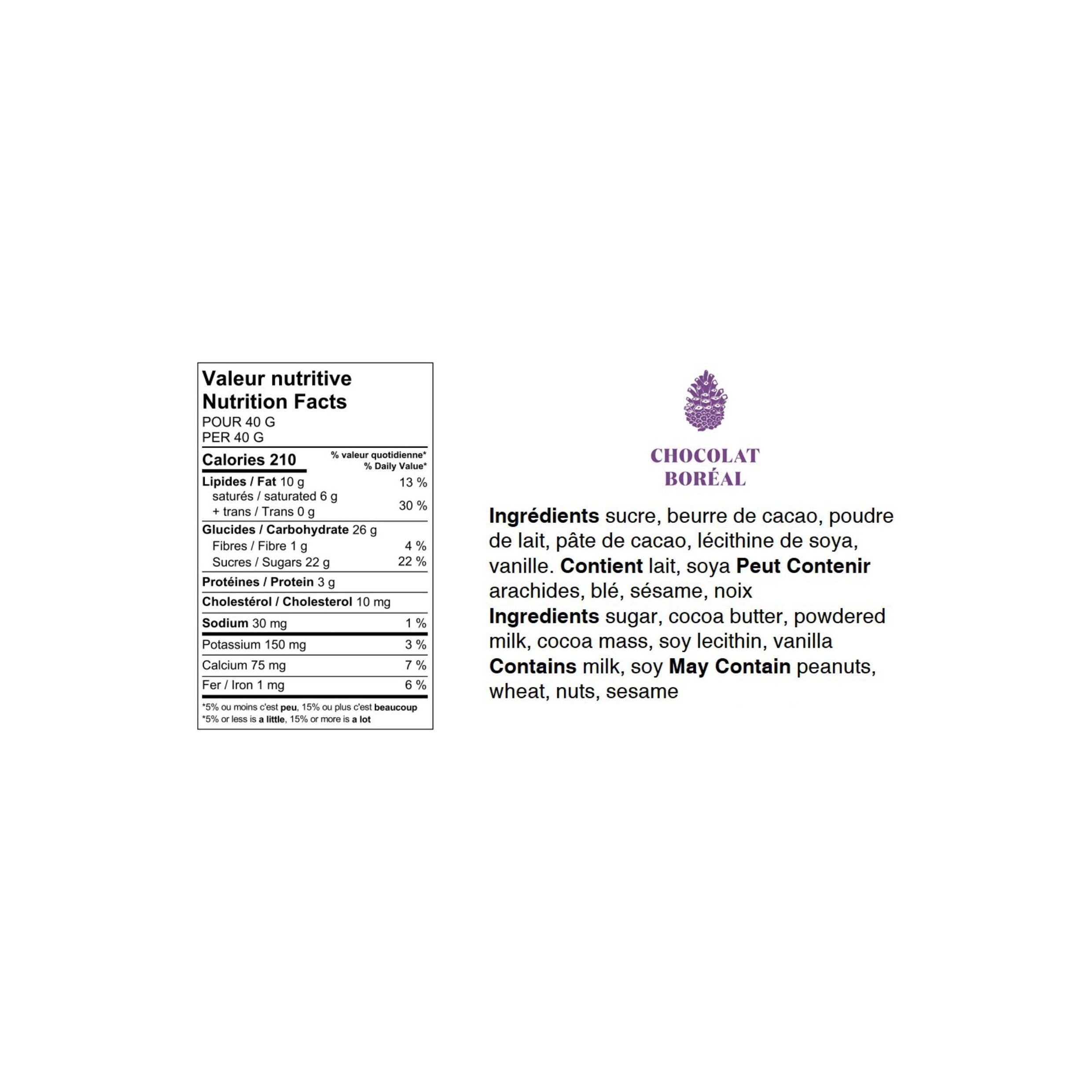 Tablette de chocolat Classique LAIT - Éclats de caramel Salé - Chocolat Boréal - Tablette de chocolat - - La Guilde Culinaire