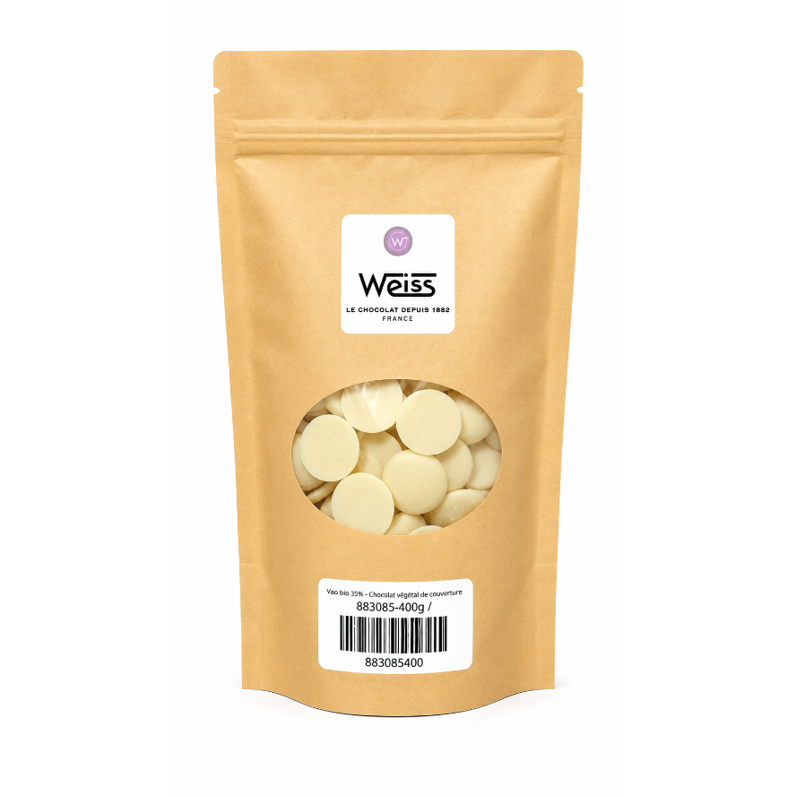 Vao bio 35% - Chocolat végétal de couverture 400 g / 0.88 lbs - Weiss - Chocolat - 883085-400g - La Guilde Culinaire