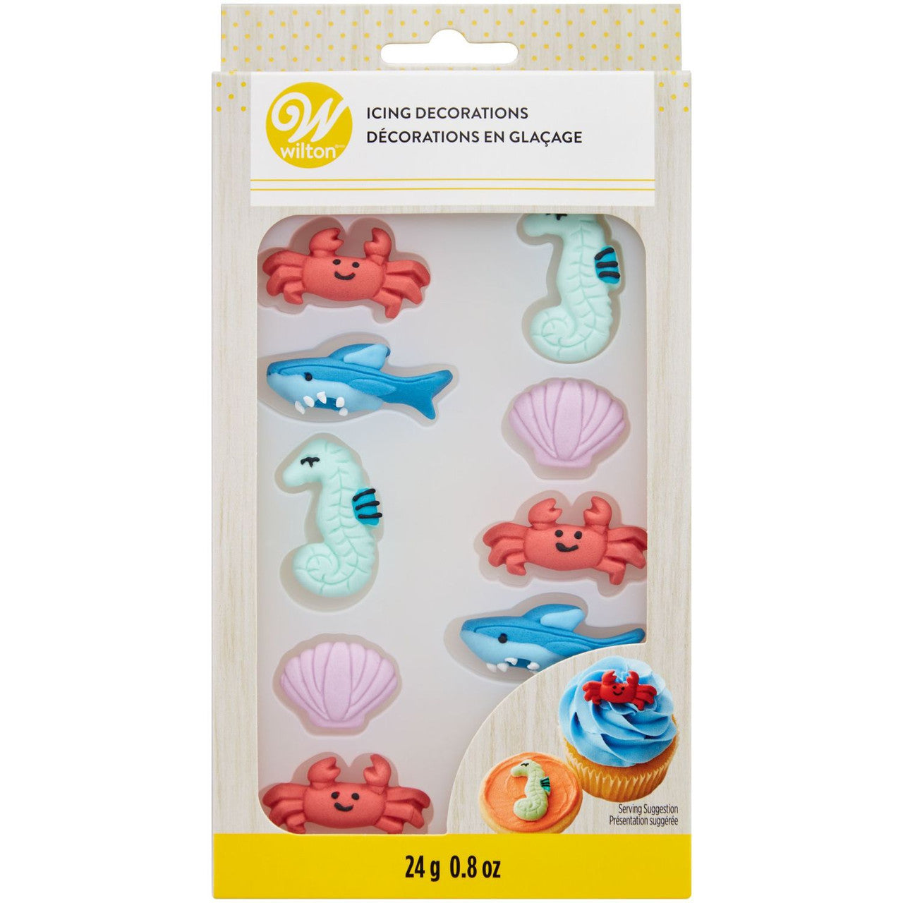 Décorations en glaçage royal - Thème vie marine (12 pièces) - Wilton - Décors sucrés - - La Guilde Culinaire