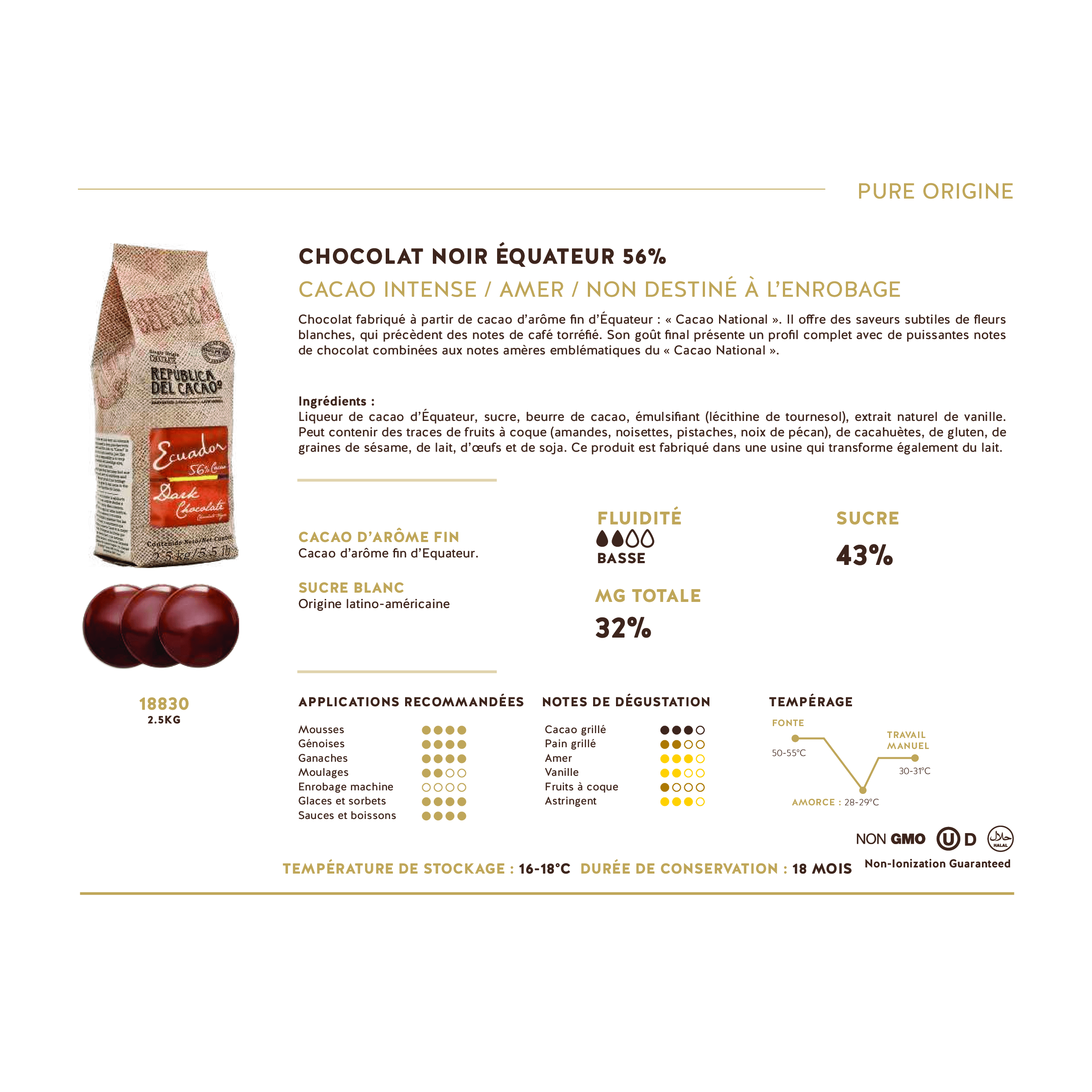 Chocolat Noir Équateur 56% * - Republica Del Cacao - Chocolat - - La Guilde Culinaire