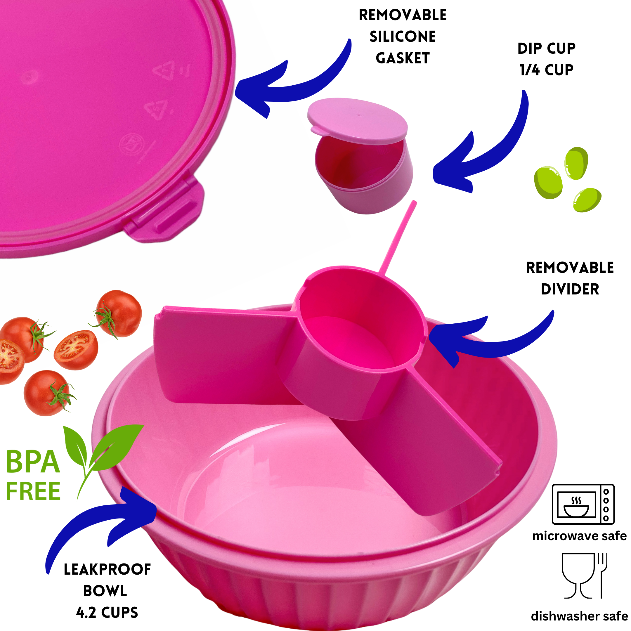 Bol à déjeuner étanche avec séparateur (Rose Goyave) - Yumbox - Boîte à repas - - La Guilde Culinaire