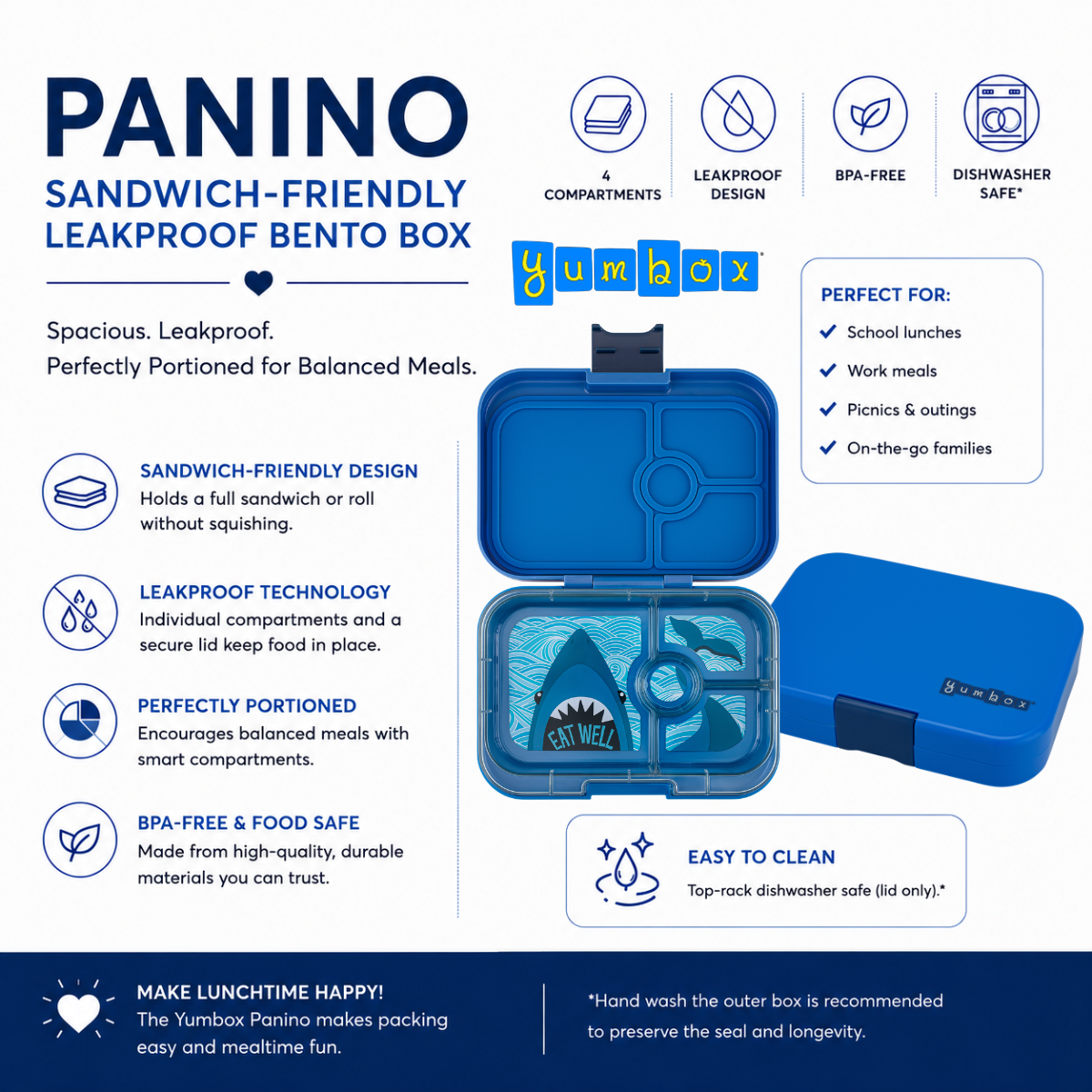 Yumbox Panino - Boîte à Bento Étanche et Amicale pour Sandwichs - Yumbox - Boîte à repas - - La Guilde Culinaire