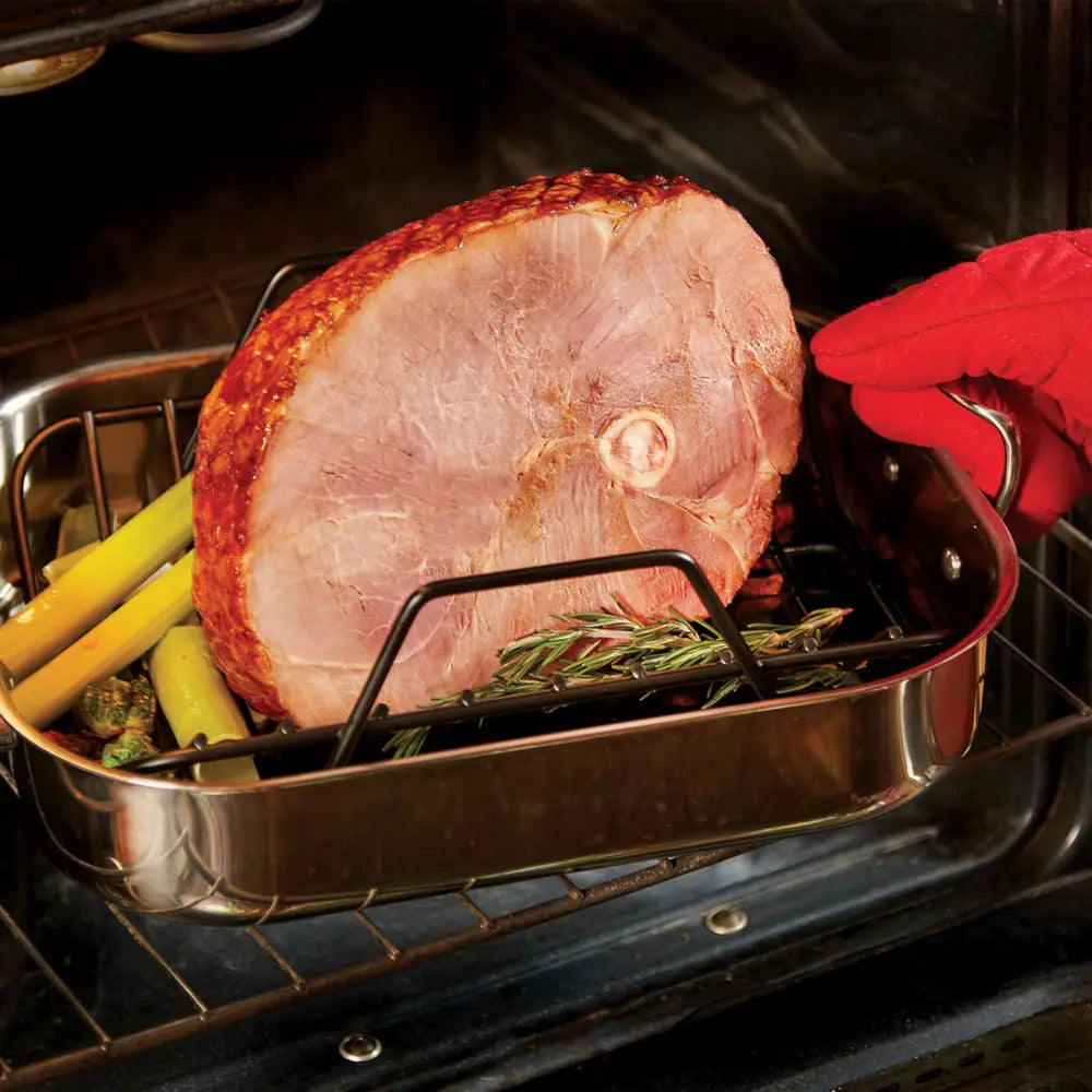 Accessoires Gourmet, Petite Rôtissoire en Acier Inoxydable avec support, 11 x 14 po - All-Clad - Rôtissoire - - La Guilde Culinaire