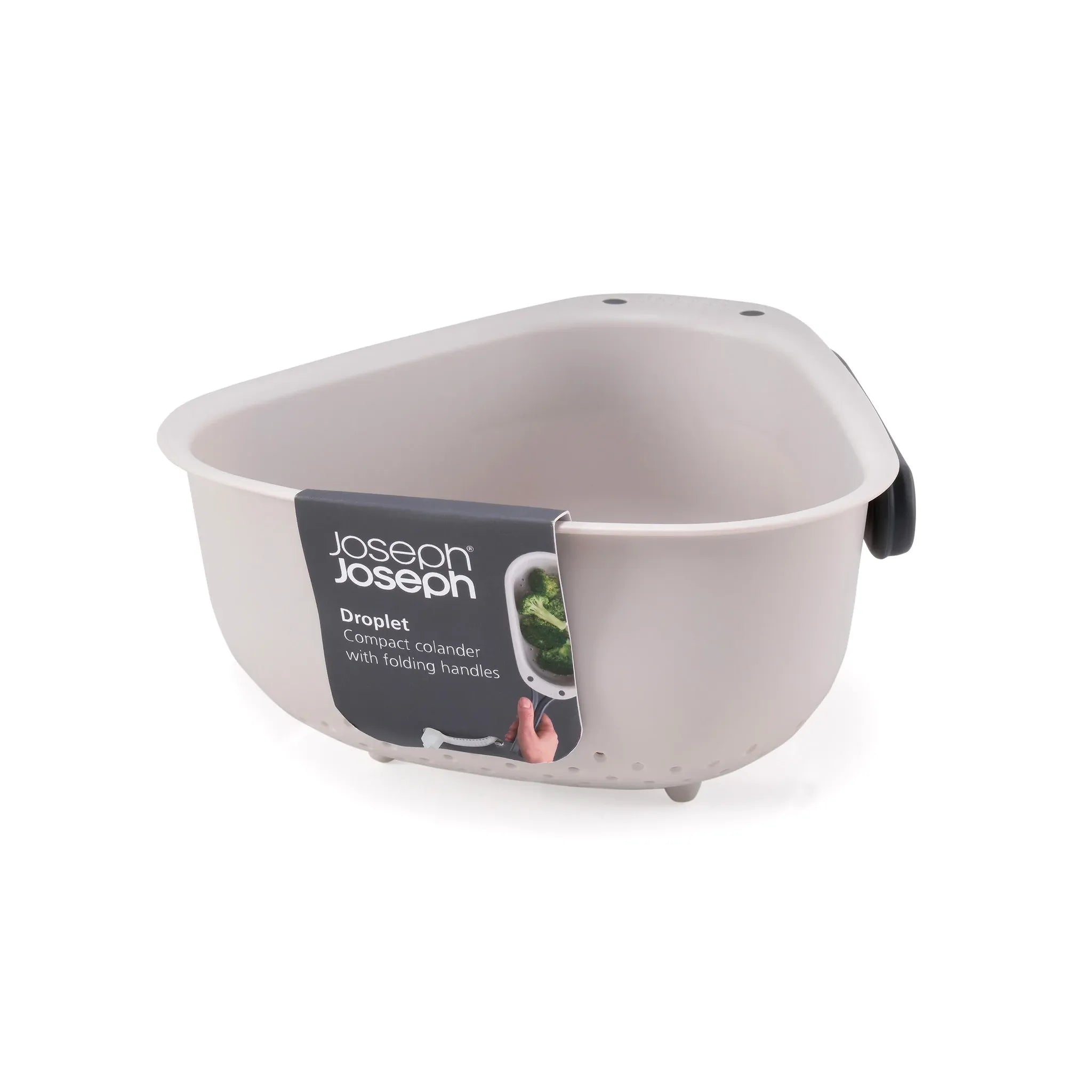 Grande passoire blanche Droplet avec poignée pliable - Joseph Joseph - Passoire et écumoire - - La Guilde Culinaire