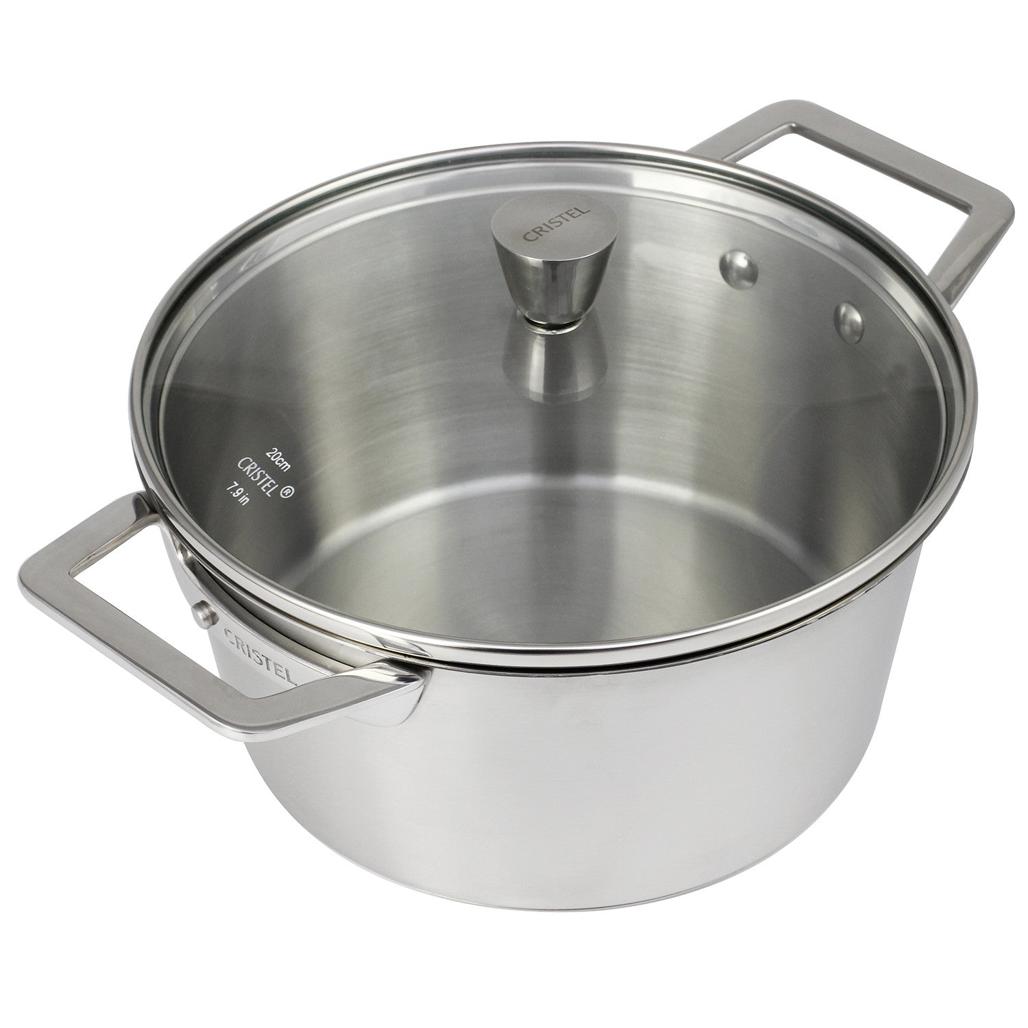 Faitout inox brossé avec couvercle Cristel - Collection 1826    - Cristel - Marmite -  - La Guilde Culinaire