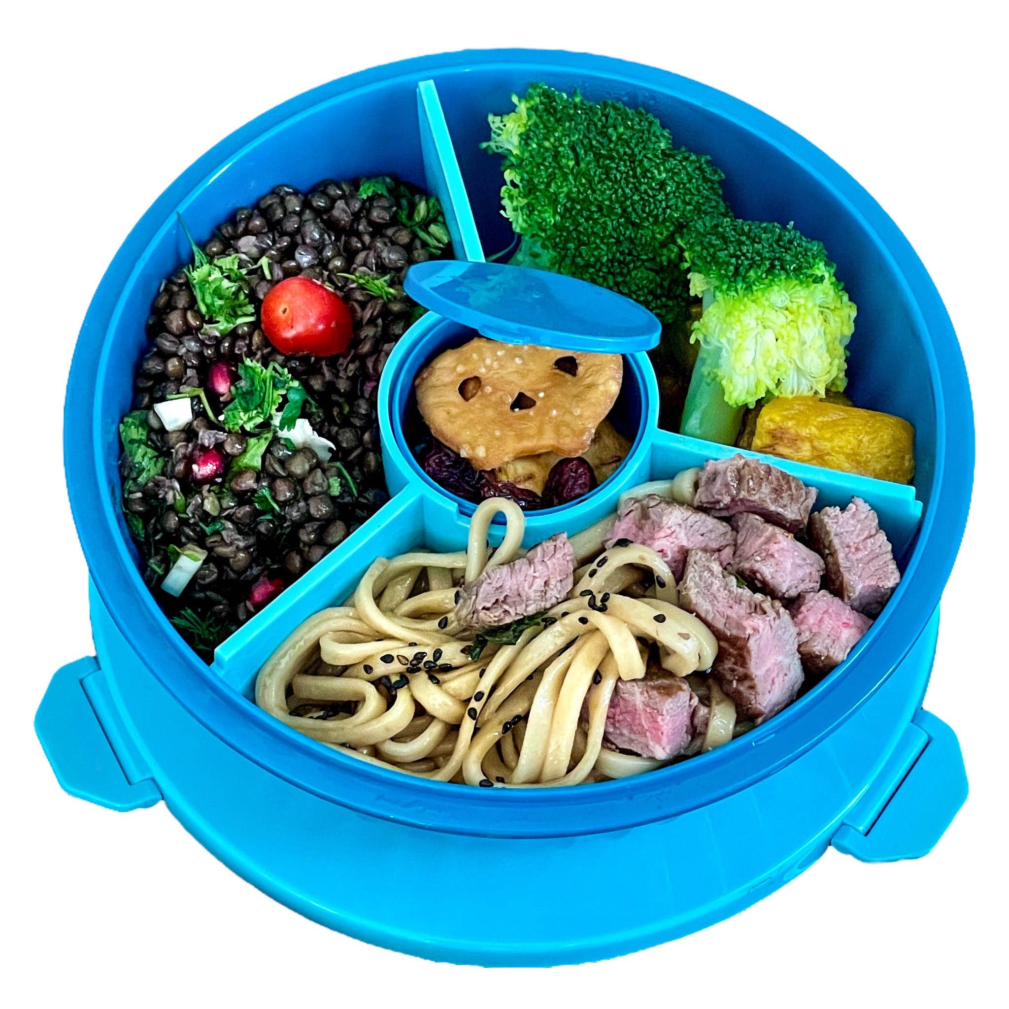Yumbox Bol Poke avec séparateur 3 parties - Bleu lagon - Yumbox - Boîte à repas - - La Guilde Culinaire