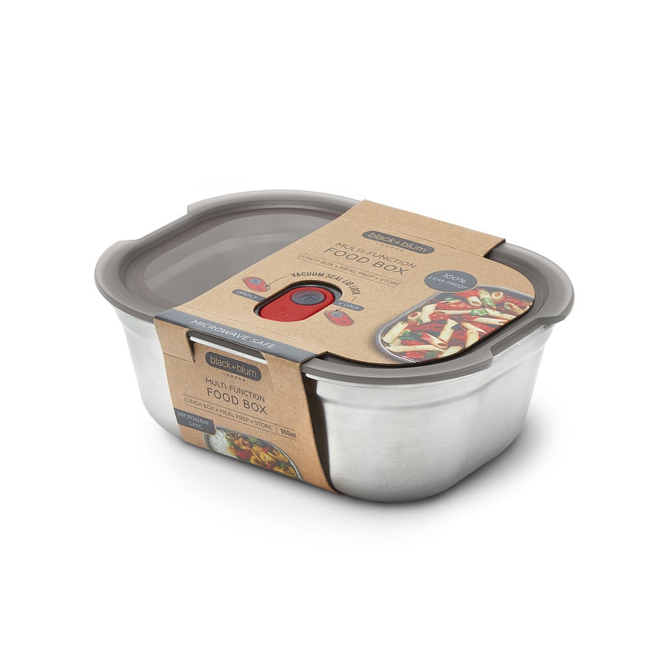 Boîte alimentaire multifonction en acier 900 ml/ 30oz   - Black + Blum London - Boîte à repas - FBSSBXM017CA GREY/RED - La Guilde Culinaire