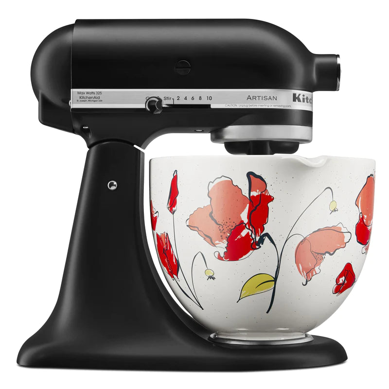 Bol en céramique motifs coquelicots 3L-5qt pour KitchenAid    - Kitchenaid - Bol batteur sur socle -  - La Guilde Culinaire