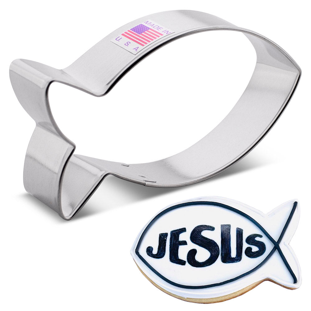 Emporte-pièce poisson jésus 3.85" x 1.85"    - Ann Clark Cookie Cutters - Emporte-pièce -  - La Guilde Culinaire