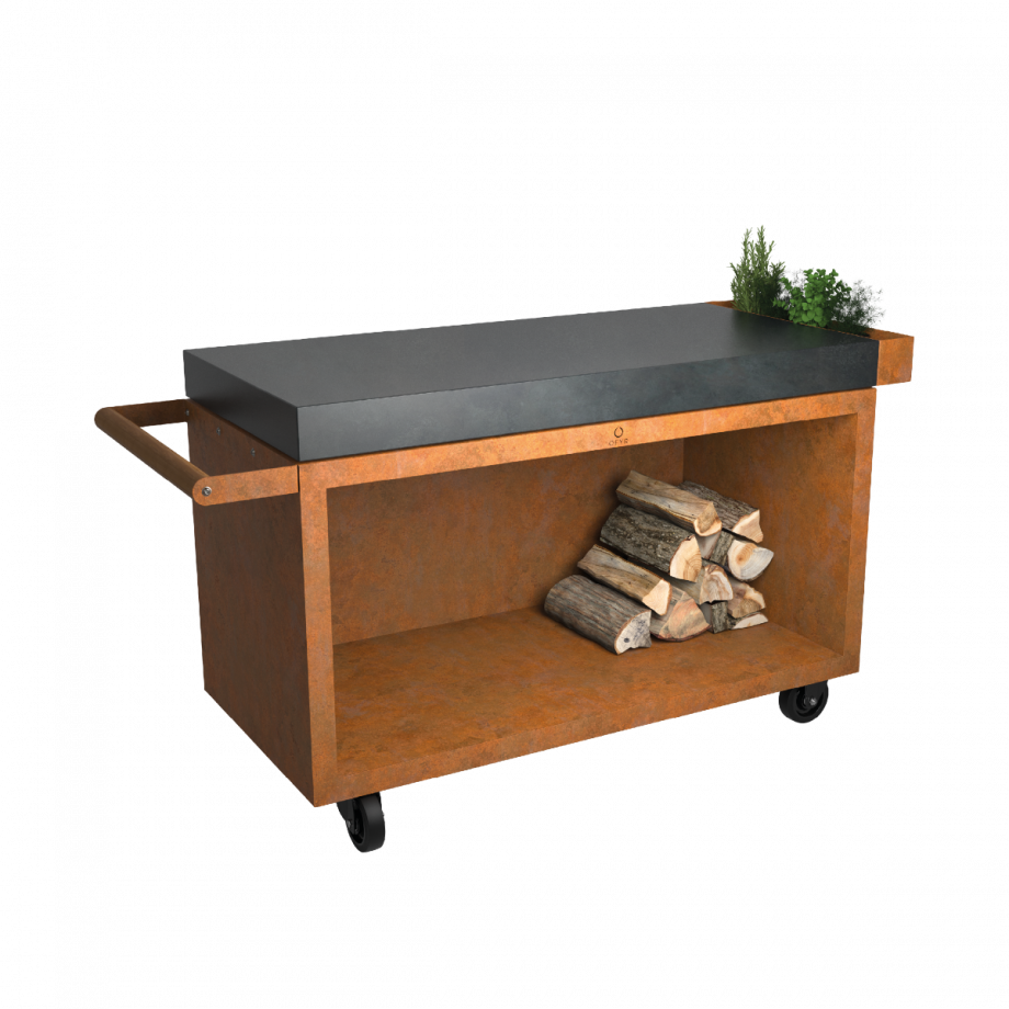 Table Mise en Place Corten 135 PRO Céramique Gris Anthracite - OFYR - Meuble de cuisine extérieur - - La Guilde Culinaire