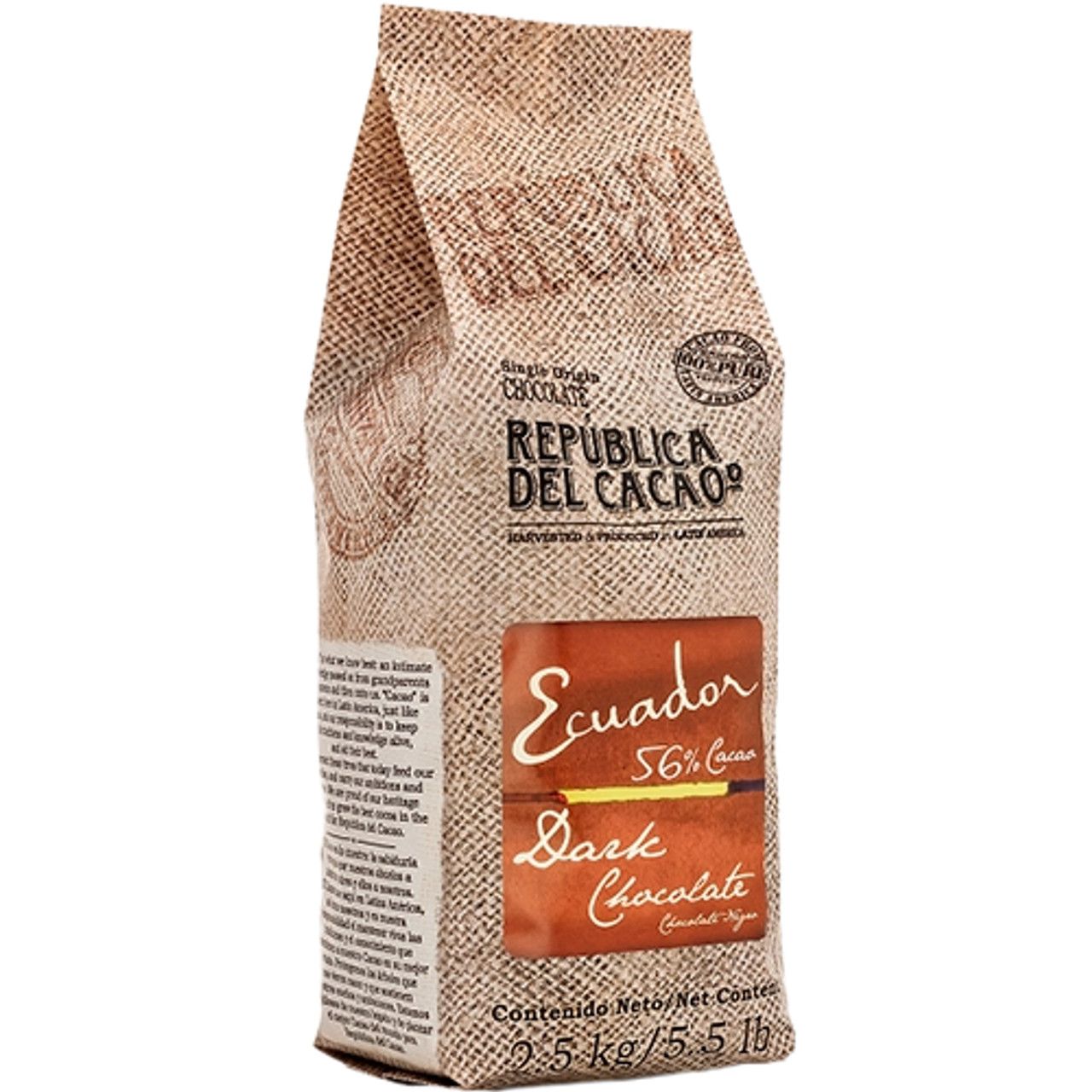 Chocolat Noir Équateur 56% * 2.5 kg / 5.5 lbs - Republica Del Cacao - Chocolat - 883200 - La Guilde Culinaire