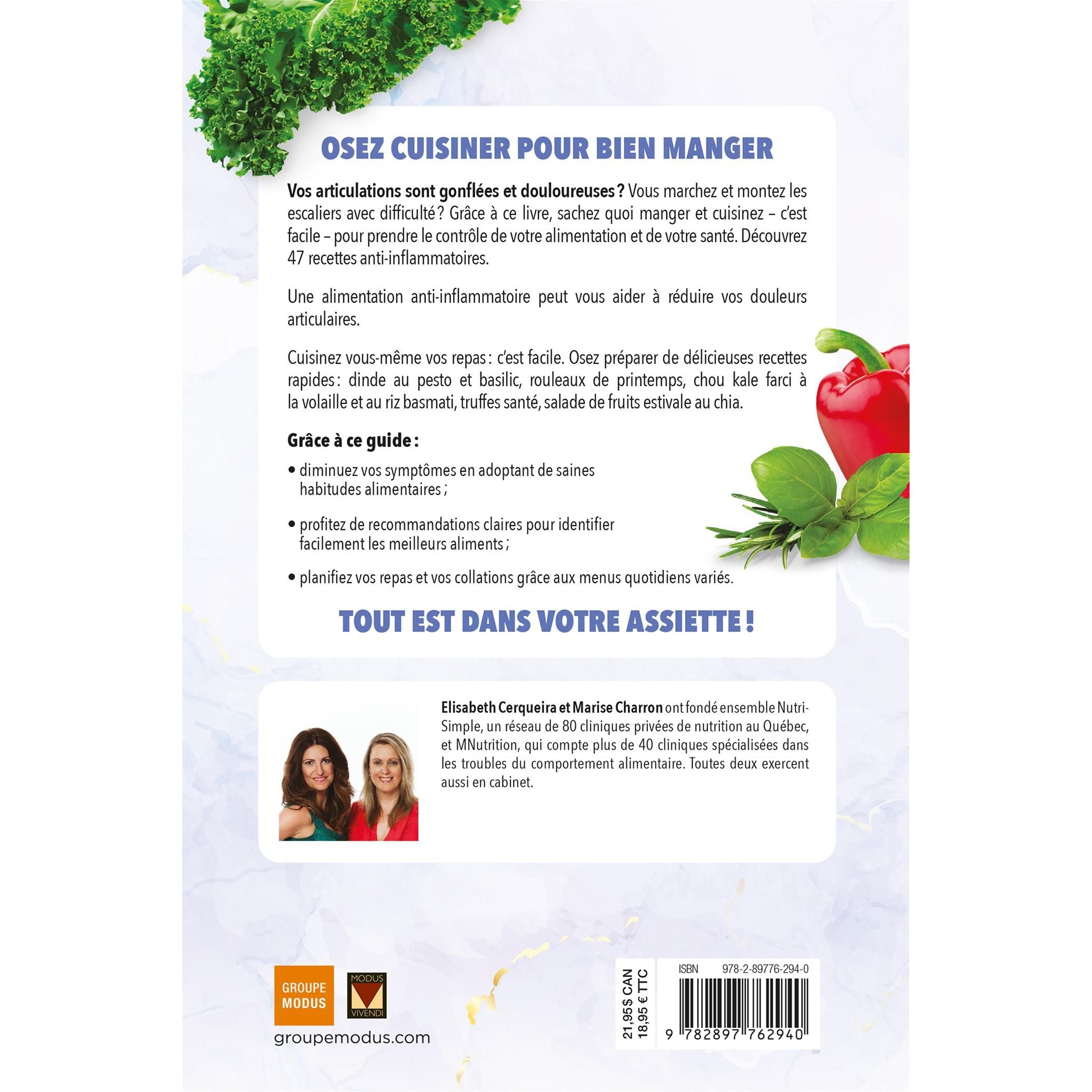 Arthrite et inflammation : Pour une alimentation anti-inflammatoire - Modus Vivendi Ed. - Livre de cuisine - - La Guilde Culinaire