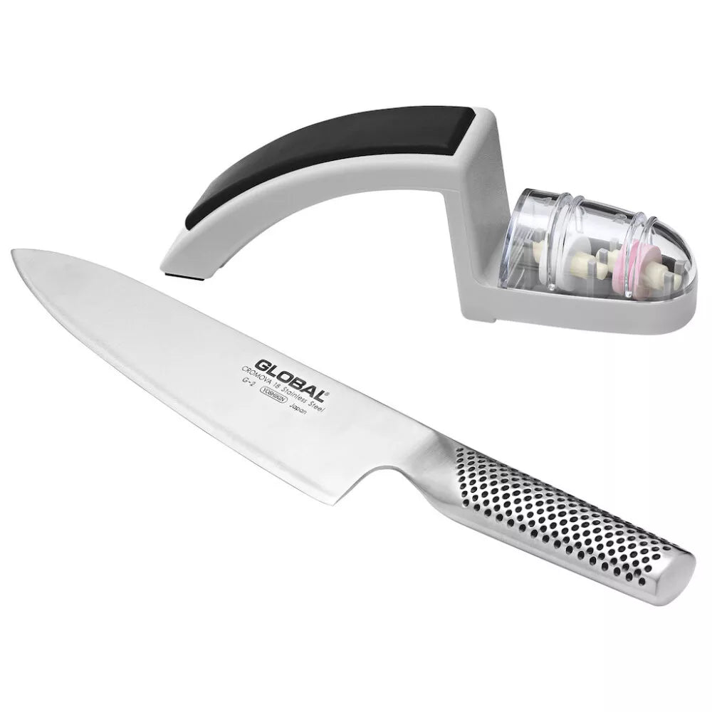 Ensemble couteau et affûteur GLOBAL 2 pièces - Global ! Gris - Global - Couteau multi-usages - 71G2220GB - La Guilde Culinaire