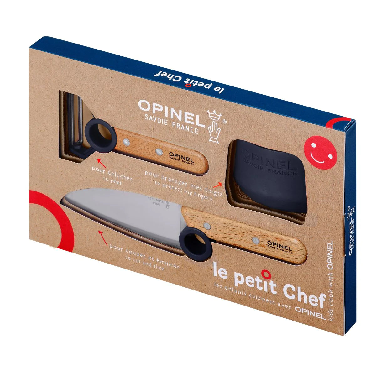 Opinel - Coffret Le Petit Chef (couteau+protège doigt+éplucheur) - bleu    - Opinel - Couteau pour enfant -  - La Guilde Culinaire