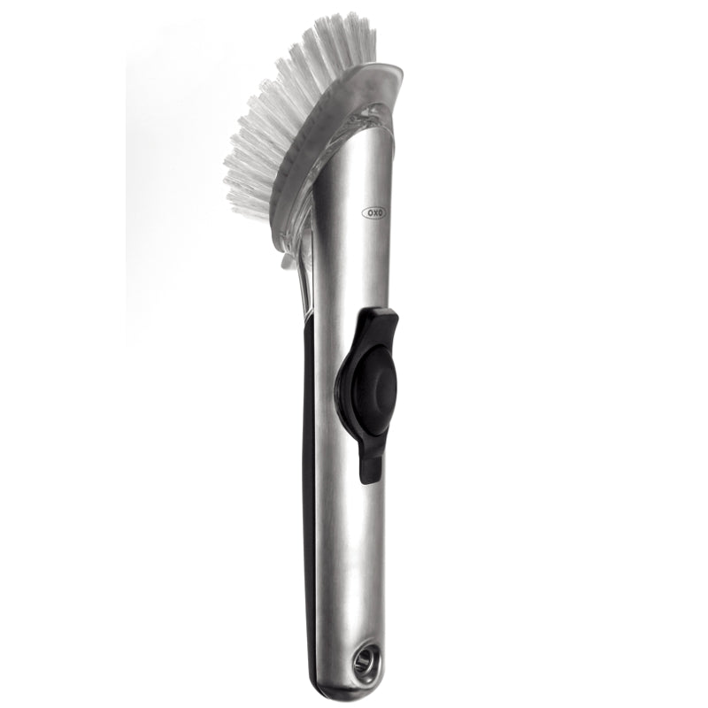 Brosse de cuisine distributrice de savon SteeL    - OXO - Brosse de nettoyage -  - La Guilde Culinaire