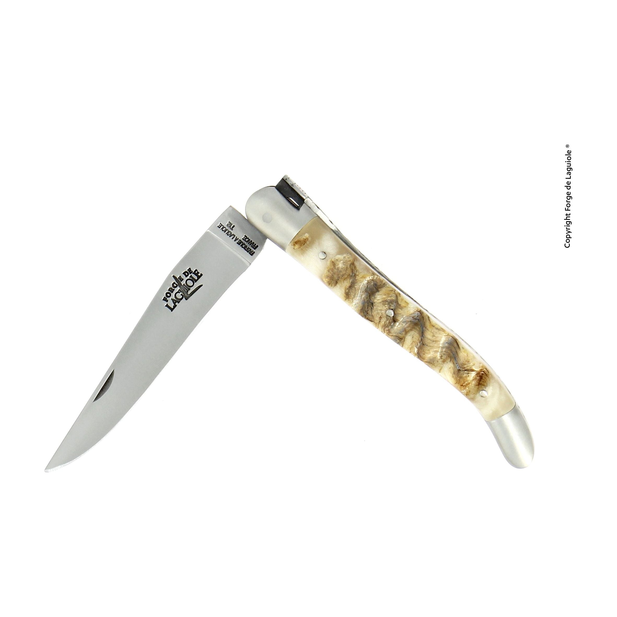 Couteau pliant 11 cm Corne de bélier, mitre inox mat – Laguiole    - Laguiole - Couteau de poche -  - La Guilde Culinaire