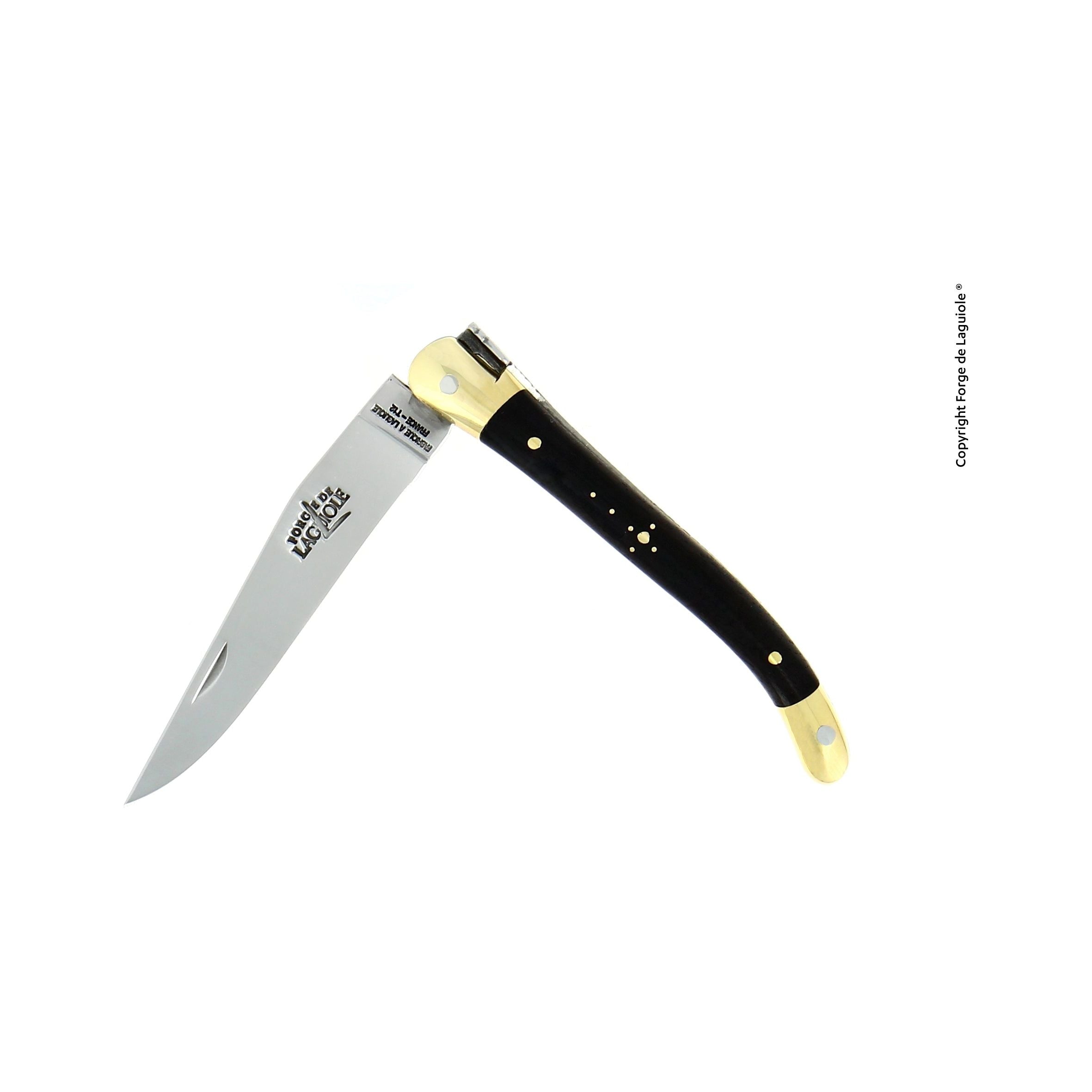 Couteau pliant 9 cm, Bois précieux, mitre Laiton – Laguiole Ébène - Laguiole - Couteau de poche - 129 EB - La Guilde Culinaire