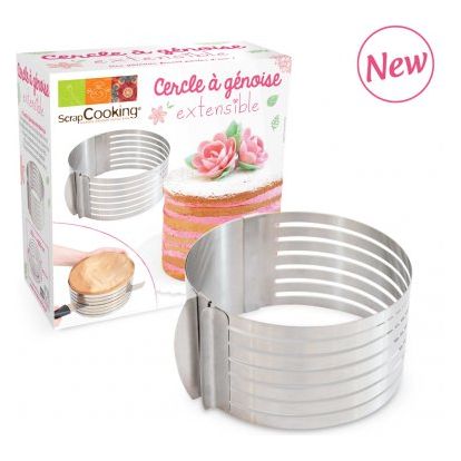 Cercle à génoise extensible rond inox 16cm à 20cm x 8,5cm de haut    - Scrapcooking - Cercle à pâtisserie -  - La Guilde Culinaire