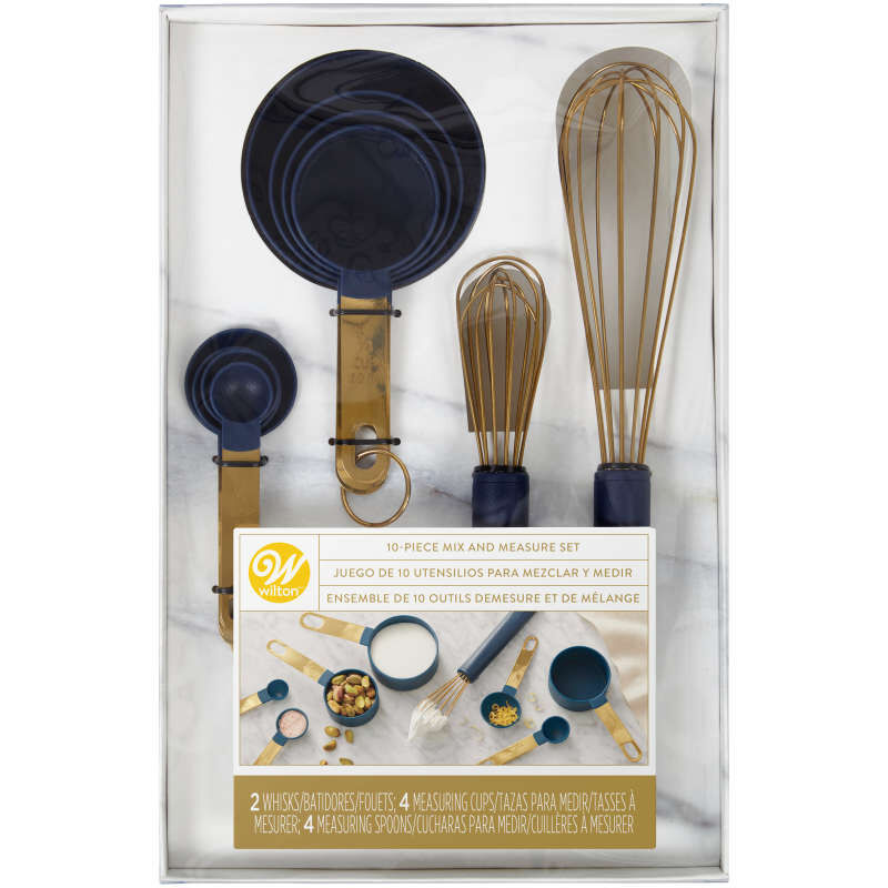 Set d'ustensiles de cuisine bleu marine et or, 10 pièces.    - Wilton - Accessoire -  - La Guilde Culinaire
