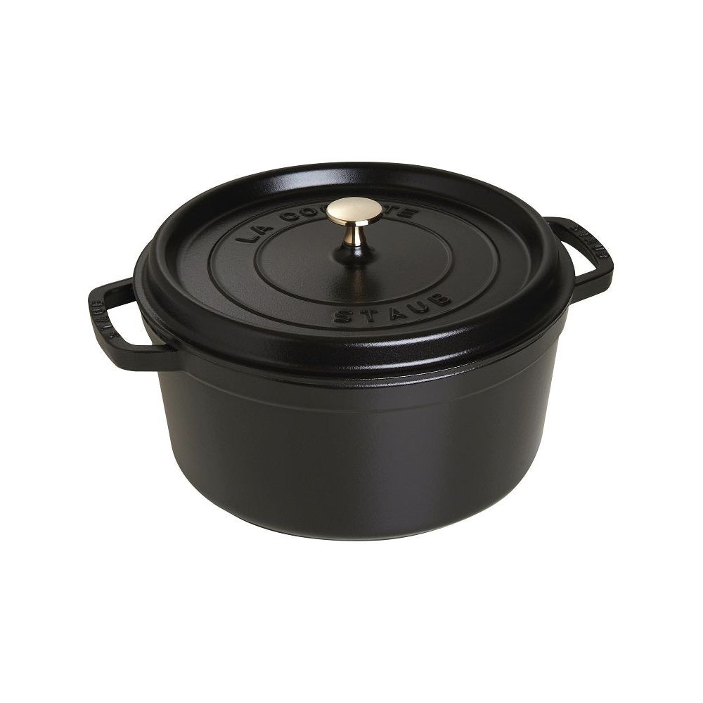 Cocotte ronde fonte et émail noir 13.2'' 34cm 12.5L    - Staub - Cocotte -  - La Guilde Culinaire