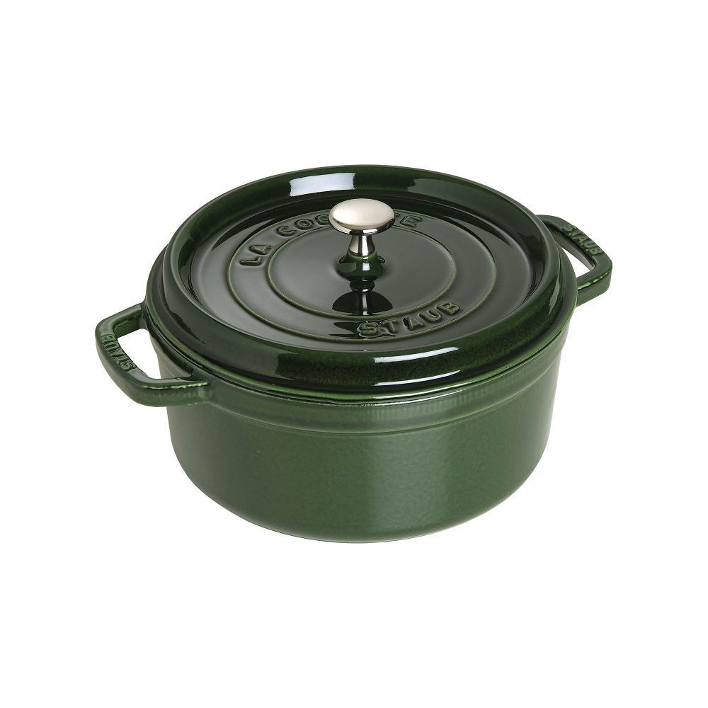 Cocotte ronde fonte et émail vert basilic 10'' 26cm 5.2L    - Staub - Cocotte -  - La Guilde Culinaire