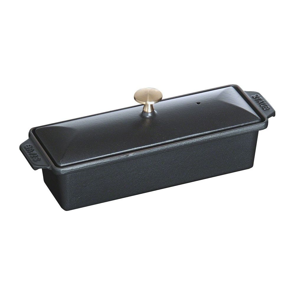 Terrine rectangulaire avec couvercle fonte et émail noir 11.75"x4,25" (30x11cm)    - Staub - Terrine -  - La Guilde Culinaire