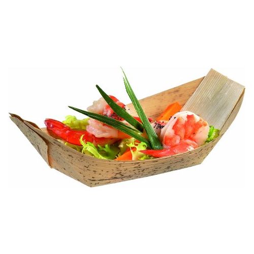 Jonque feuille bambou 200x125x50 mm - pqt 100    - Solia - Service de table jetable -  - La Guilde Culinaire