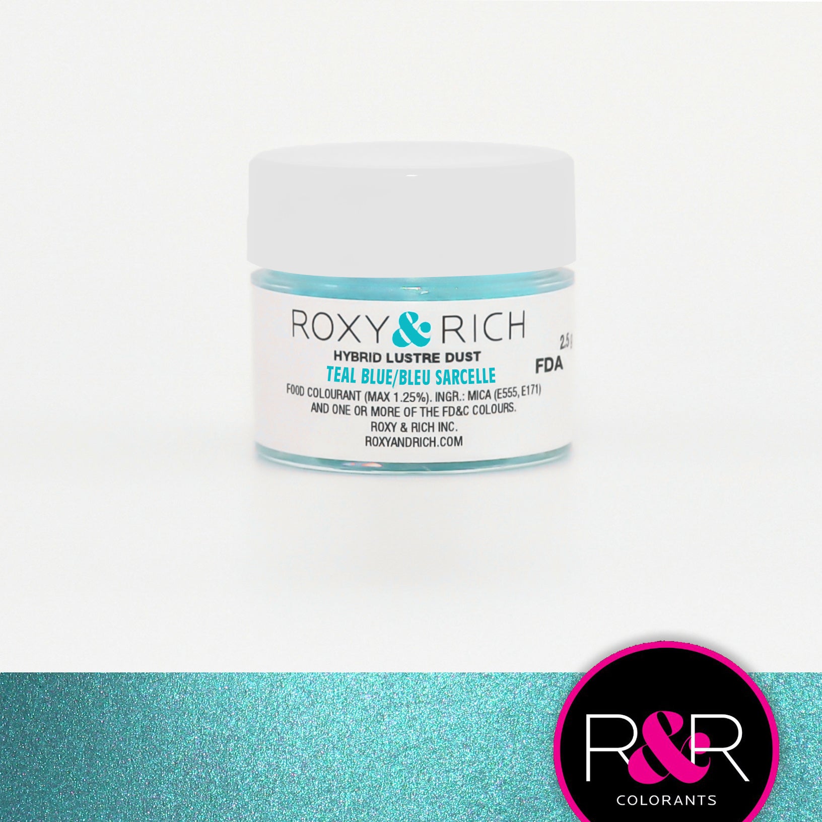 Poudre lustrée hybride Bleu Sarcelle    - Roxy & Rich - Poudre lustrée -  - La Guilde Culinaire
