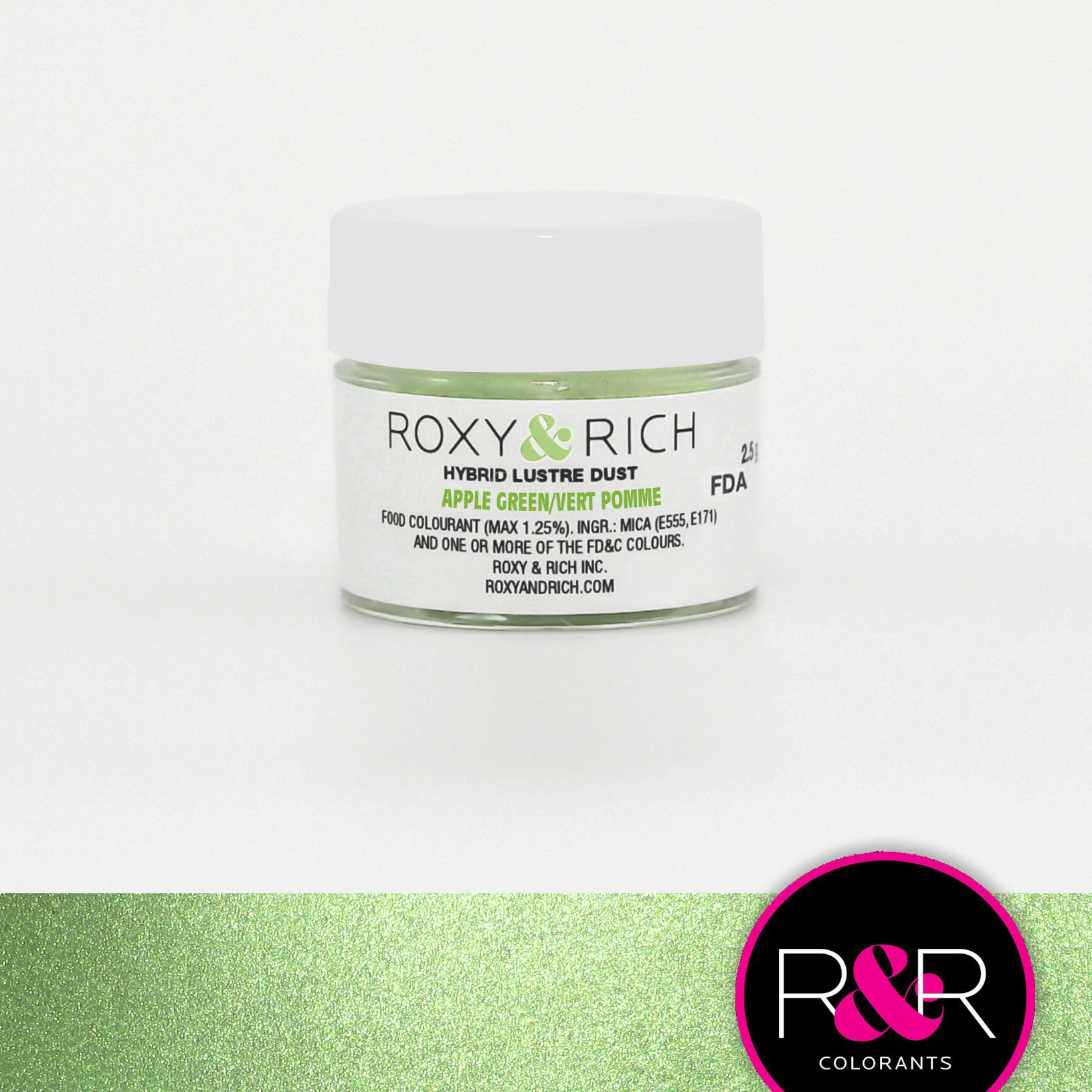 Poudre lustrée hybride Vert Pomme    - Roxy & Rich - Poudre lustrée -  - La Guilde Culinaire