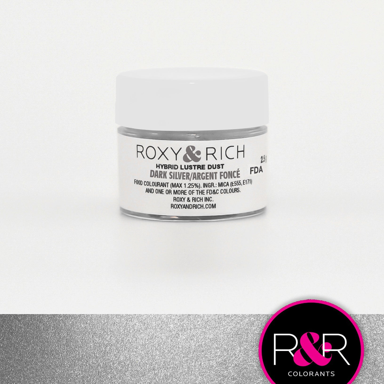 Poudre lustrée hybride Argent Foncé    - Roxy & Rich - Poudre lustrée -  - La Guilde Culinaire