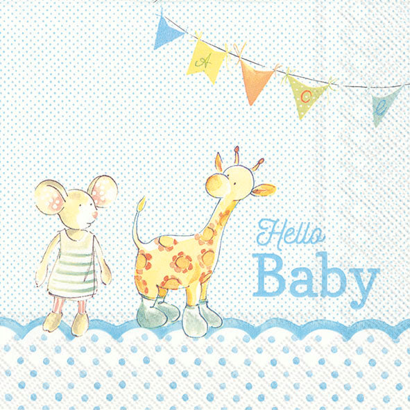 Serviette de table ''Hello Baby bleu''    - IHR - Serviette -  - La Guilde Culinaire