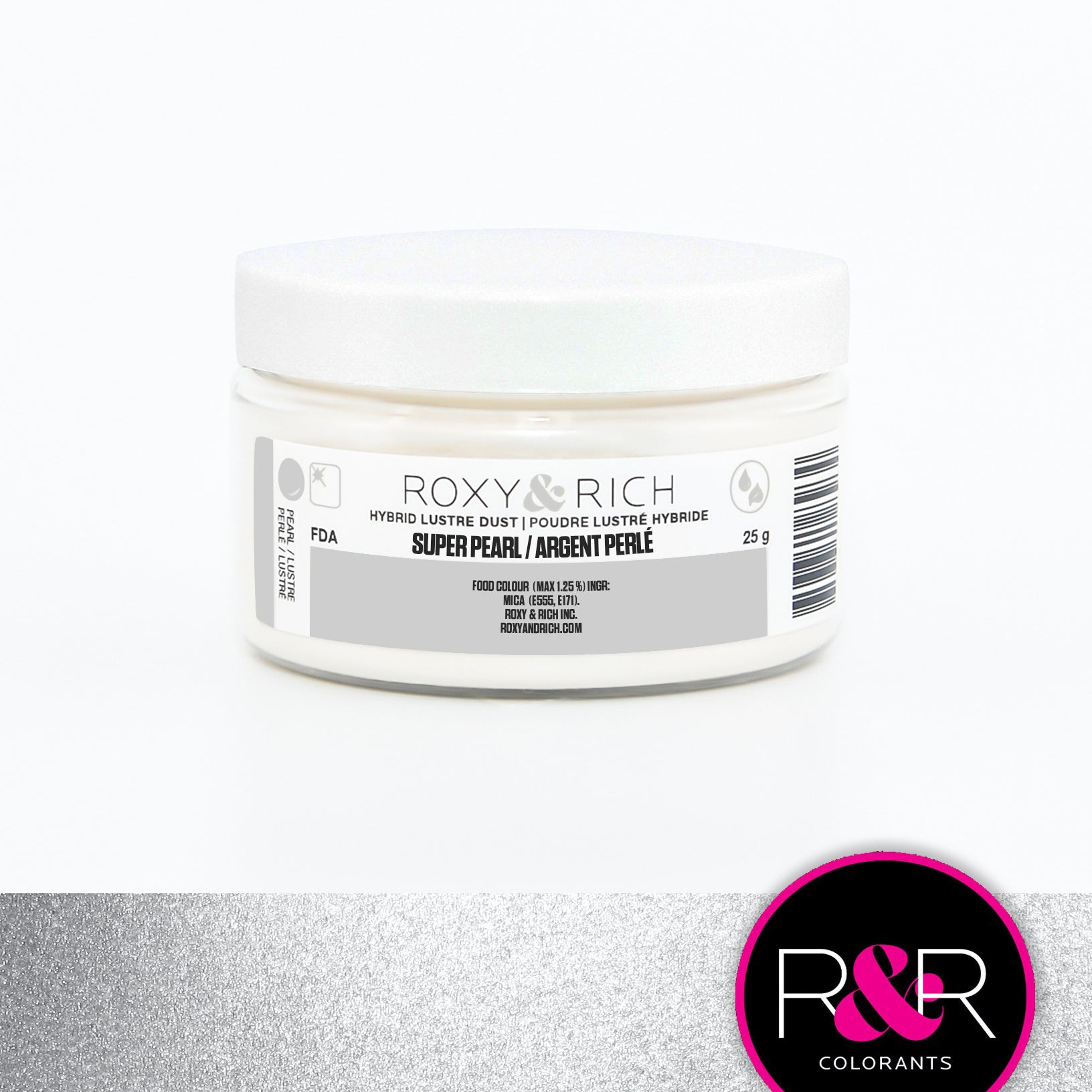 Poudre lustrée hybride Argent Perlé    - Roxy & Rich - Poudre lustrée -  - La Guilde Culinaire