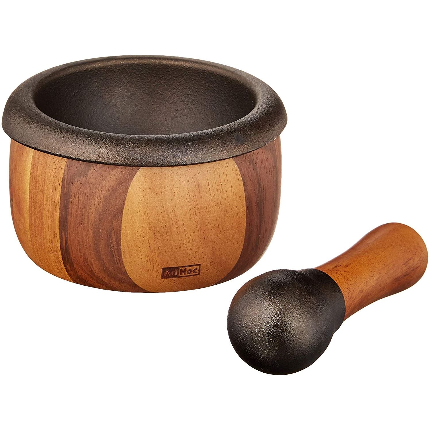 Mortier et Pilon en bois et fonte    - AdHoc - Mortier et pilon -  - La Guilde Culinaire