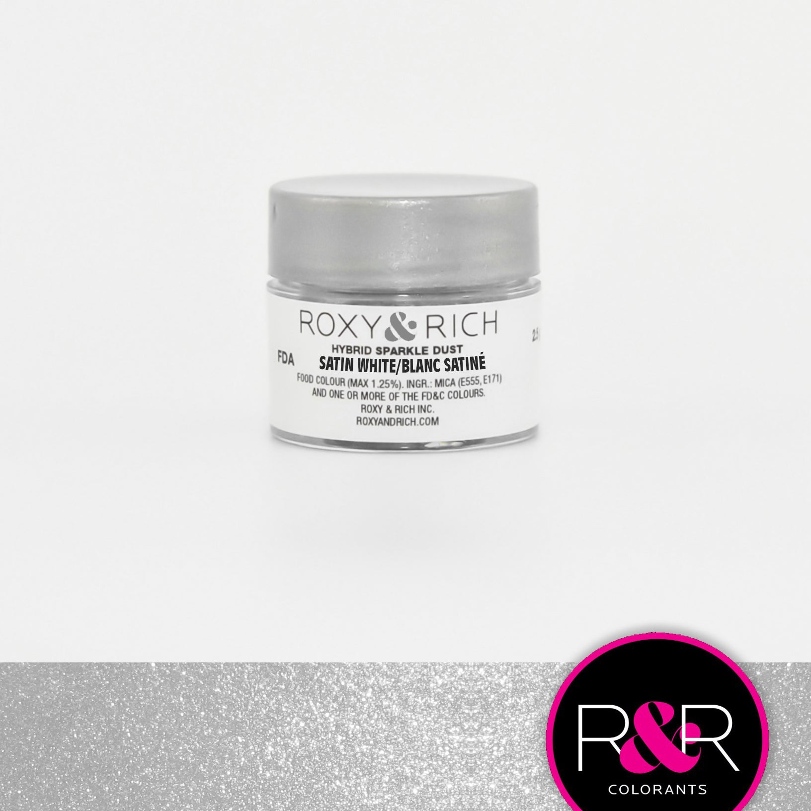 Poudre étincelante hybride Blanc Satiné    - Roxy & Rich - Poudre étincelante -  - La Guilde Culinaire