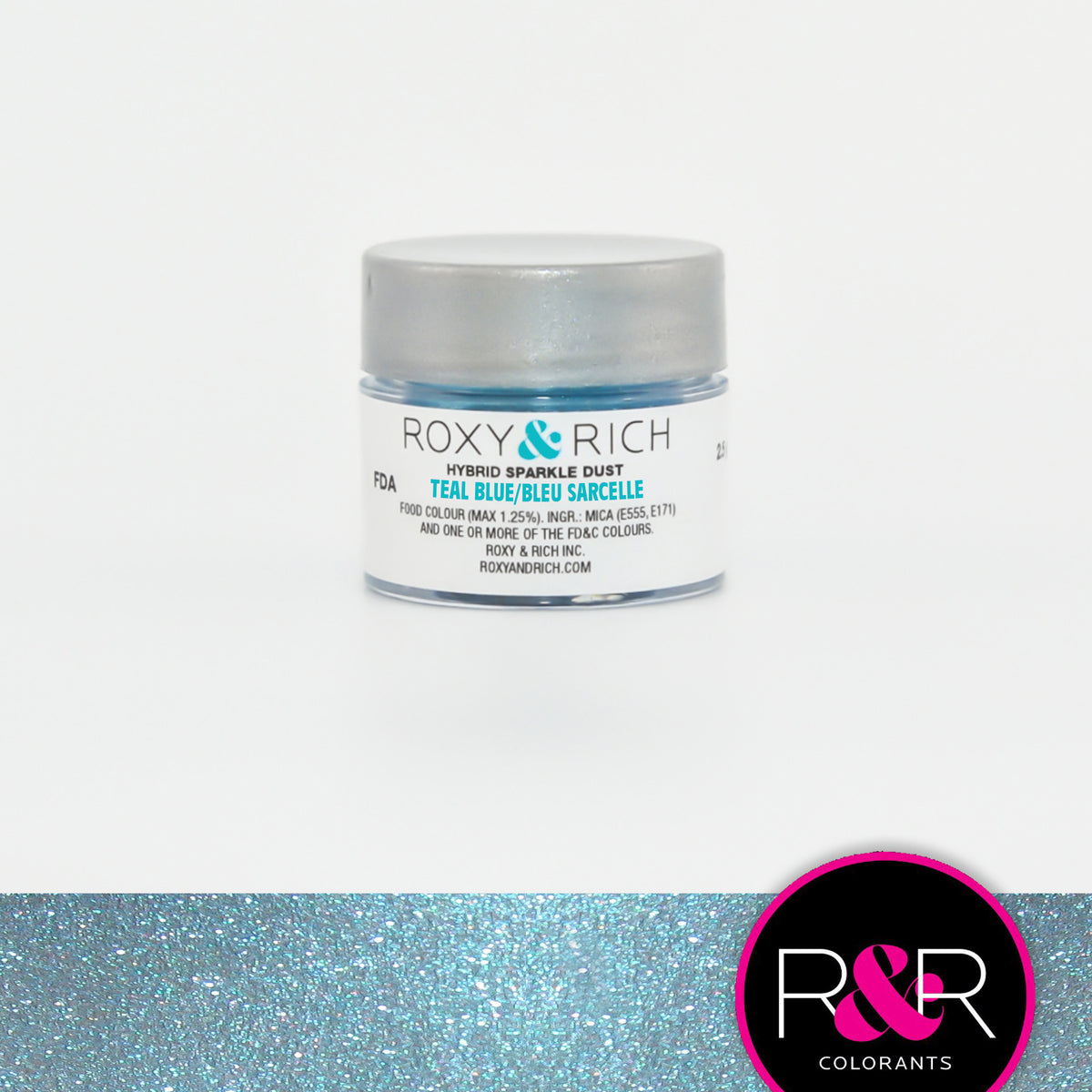 Poudre étincelante hybride Bleu Sarcelle    - Roxy & Rich - Poudre étincelante -  - La Guilde Culinaire