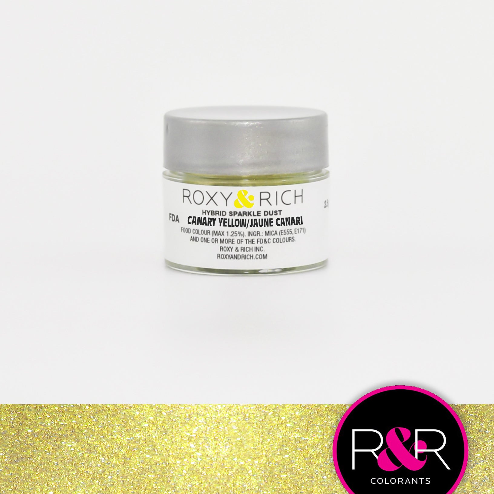 Poudre étincelante hybride Jaune Canari    - Roxy & Rich - Poudre étincelante -  - La Guilde Culinaire