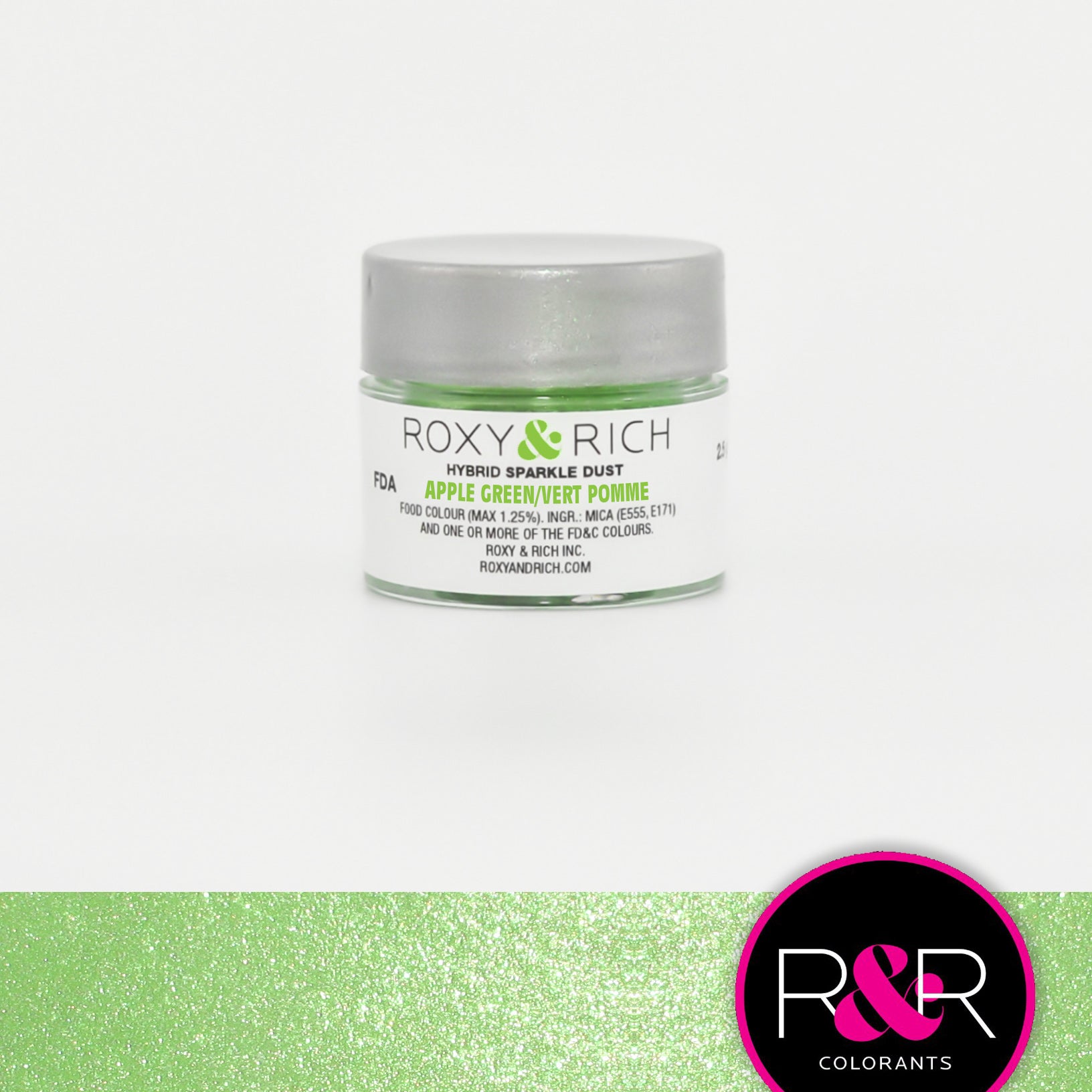 Poudre étincelante hybride Vert Pomme    - Roxy & Rich - Poudre étincelante -  - La Guilde Culinaire