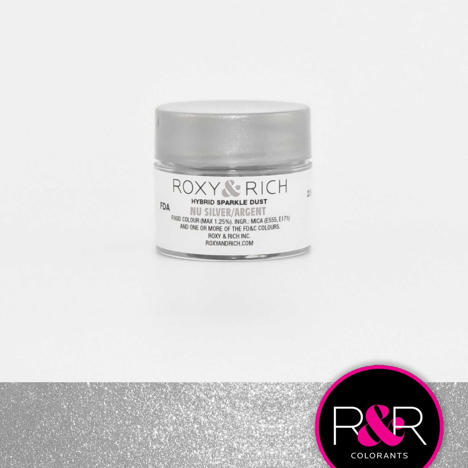 Poudre étincelante hybride Argent    - Roxy & Rich - Poudre étincelante -  - La Guilde Culinaire