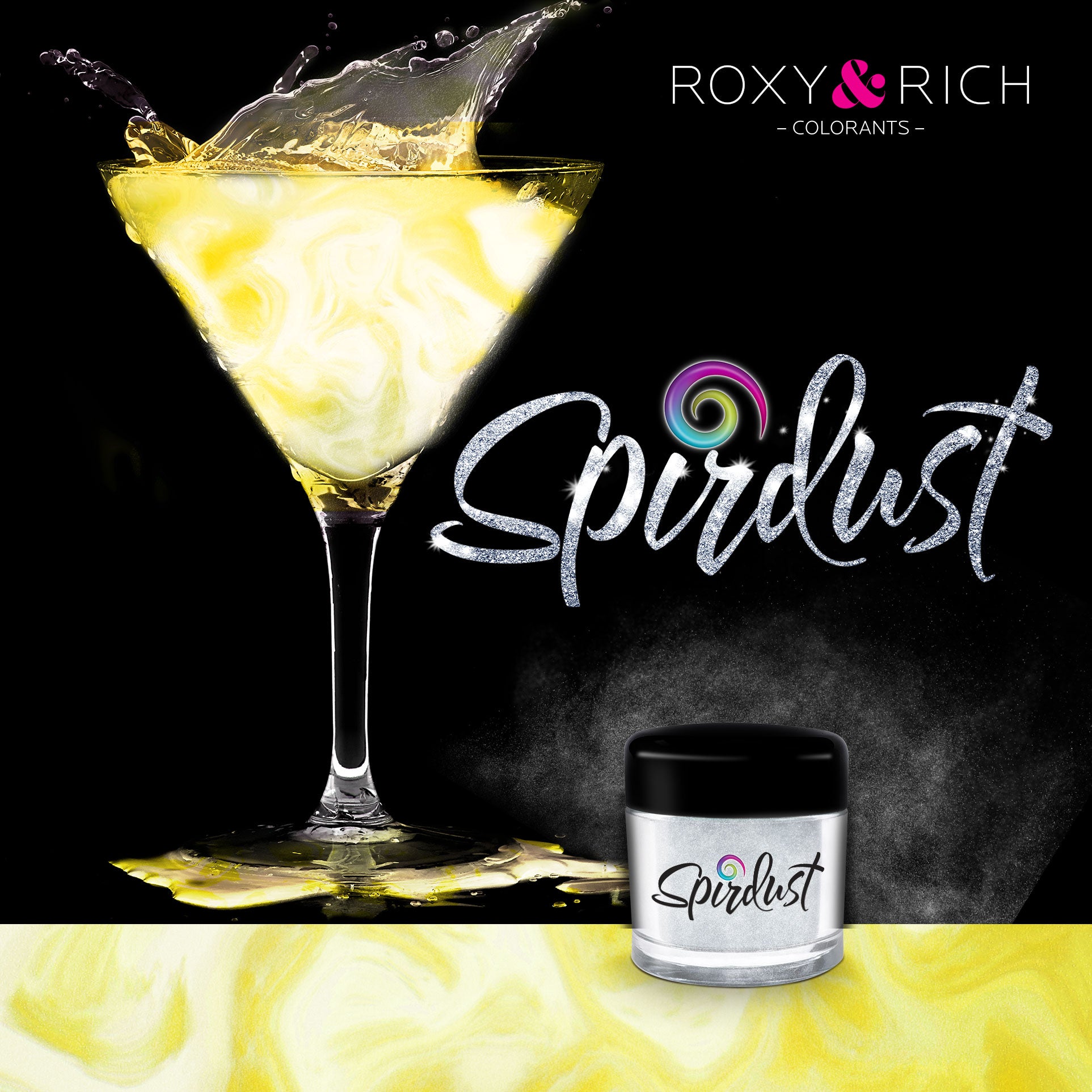 Poudres brillantes comestibles pour boissons - OR PERLÉ - SPIRDUST    - Roxy & Rich - Colorant pour boisson -  - La Guilde Culinaire