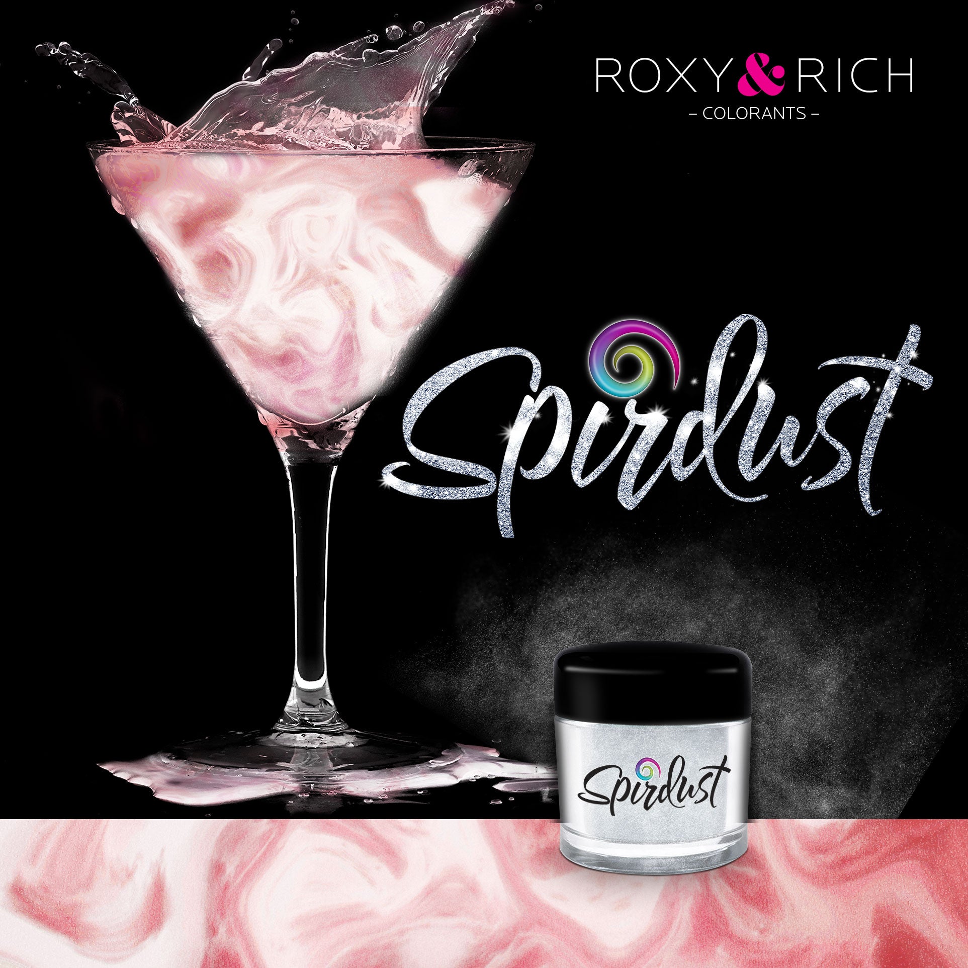 Poudres brillantes comestibles pour boissons - ROUGE PERLÉ - SPIRDUST    - Roxy & Rich - Colorant pour boisson -  - La Guilde Culinaire